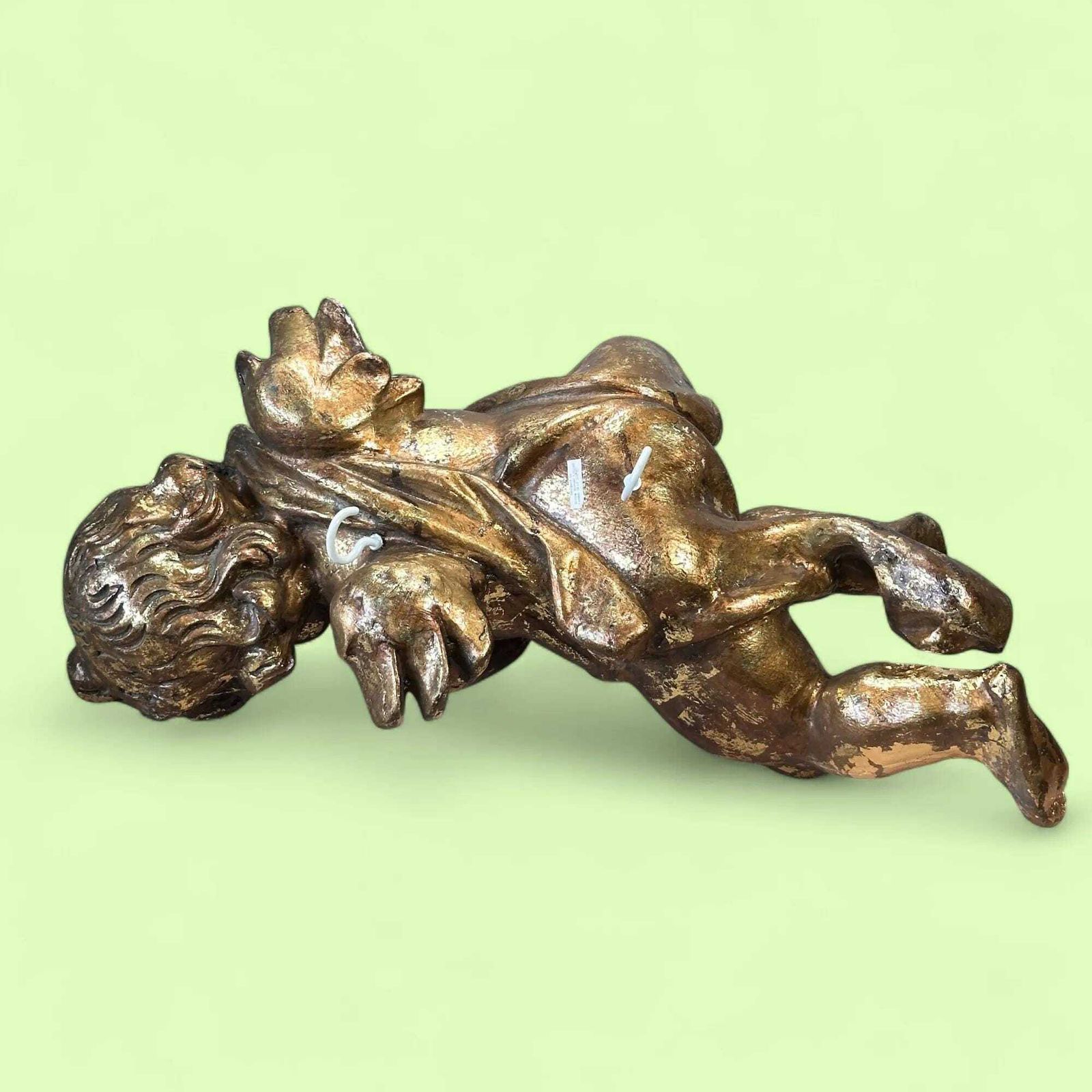 Large Vintage Gisela Graham Gold Cherub, Hanging Christmas Angel Decoration, Wall Art photo for sale
