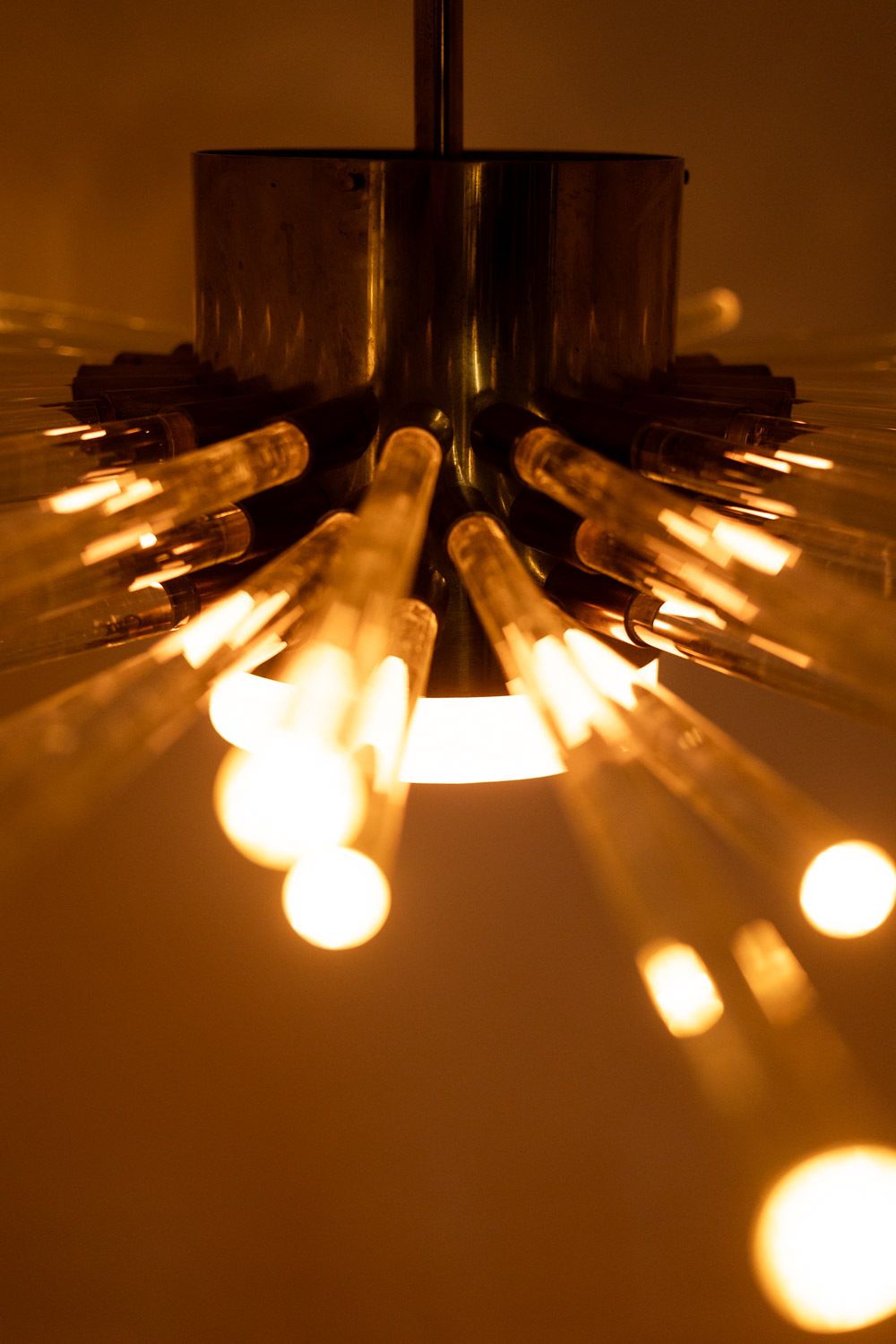 Radiant Glass Tube Chandelier. Contemporary Design. photo 5600.0