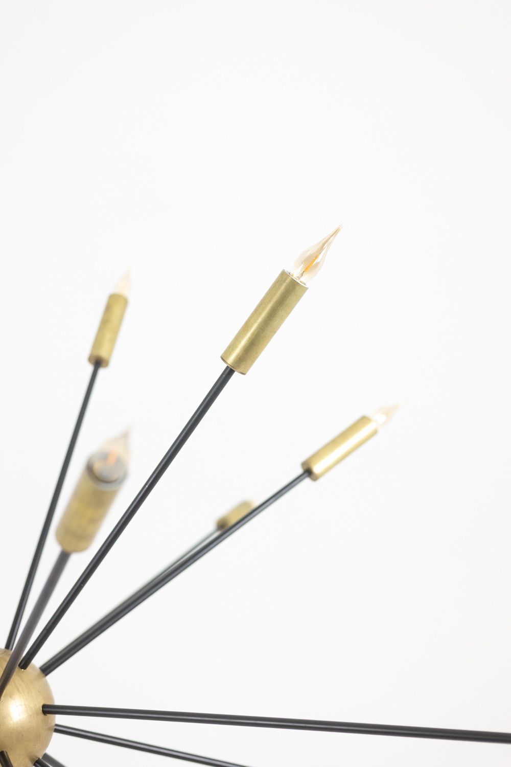 Sputnik Shaped Chandelier In Patinated Gold Plated Brass And Black Lacquer. Contemporary. photo 4900.0