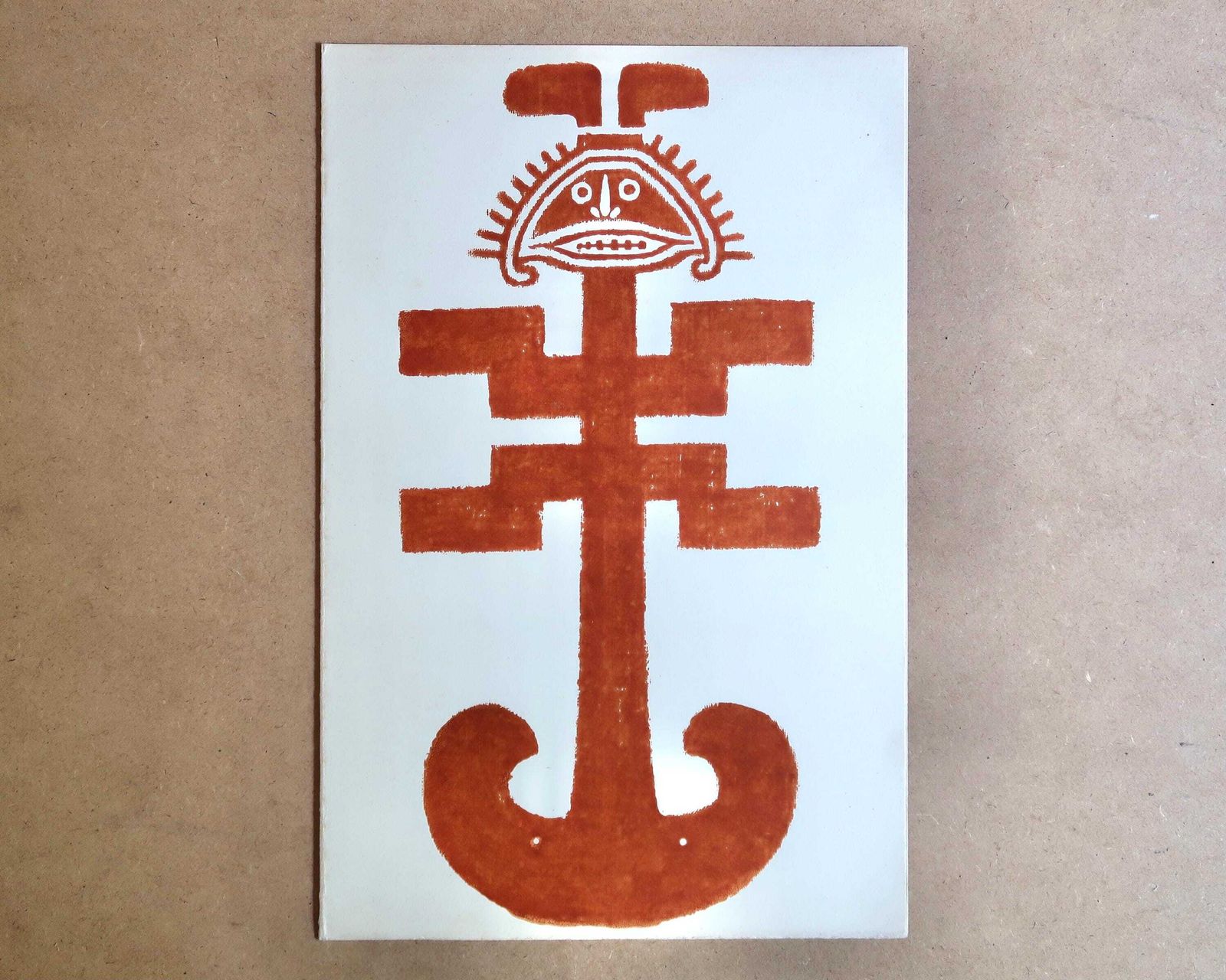 Original Pre Colombian Print By Georges Arnulf, 1967 / Tolima, Calima, Quimbaya Style