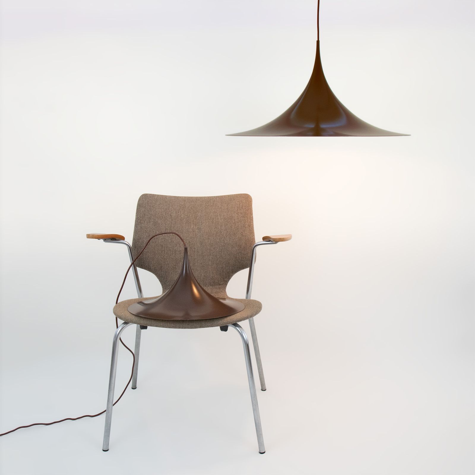 Danish Semi Pendant Light 38cm Diameter Designed By Bonderup And Thorup For Fog & Mørup photo Lighting