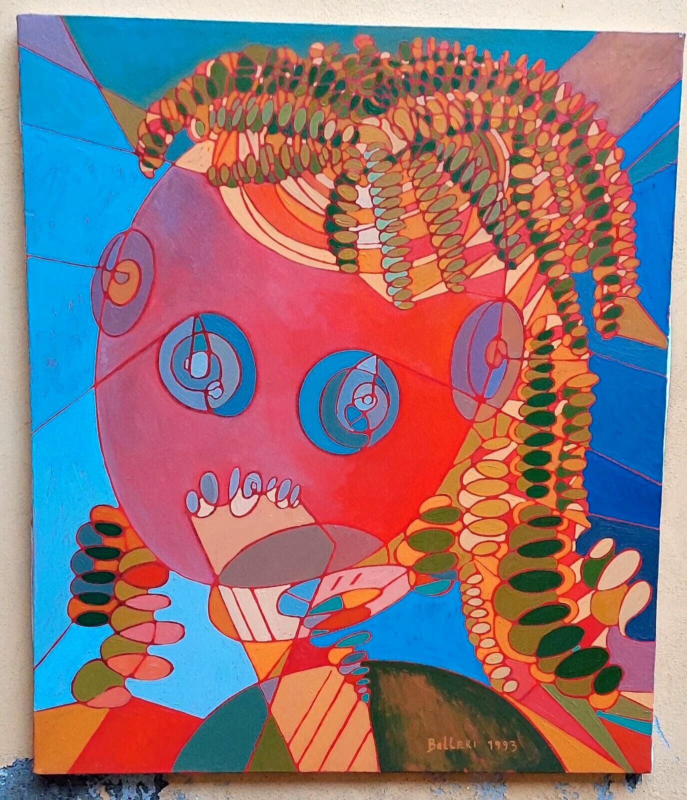 Oil Painting Abstract Industrial Franco Danceri 1993 Oil On Canvas
