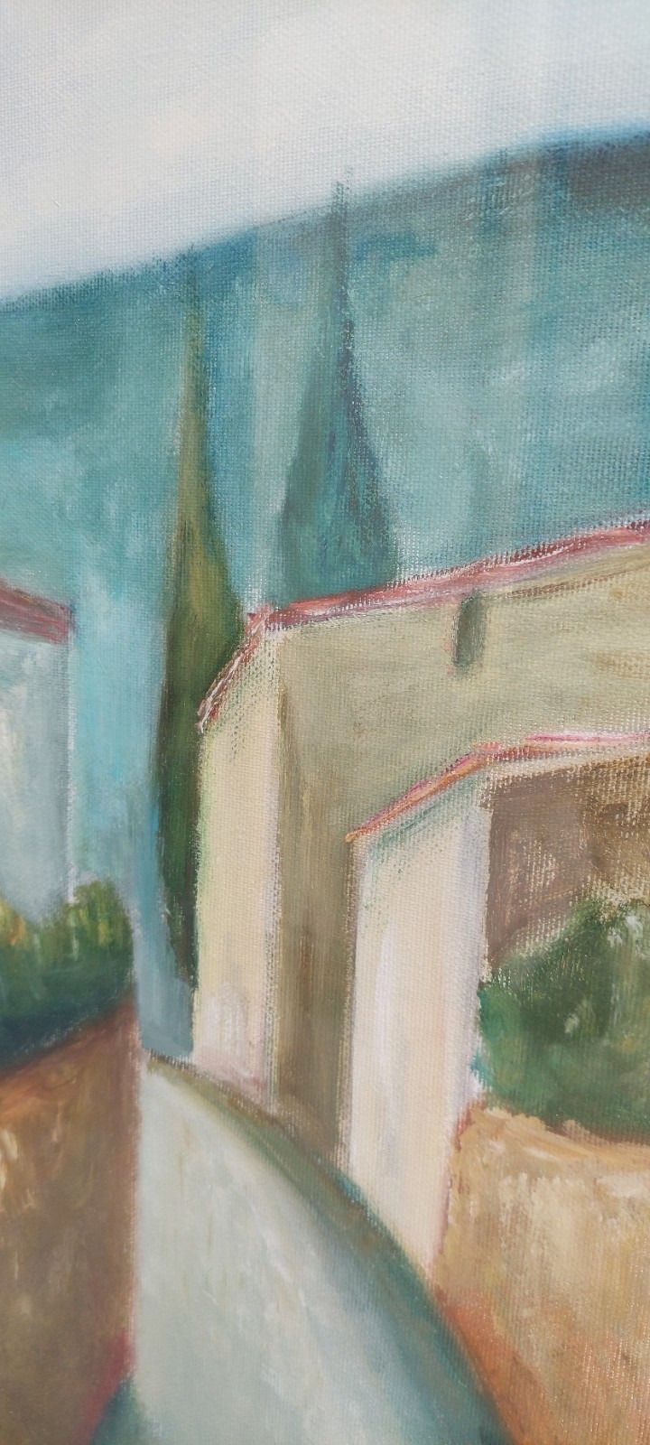 Oil Painting On Canvas Tuscan Landscape 50x70 Cm 60s 70s photo buy