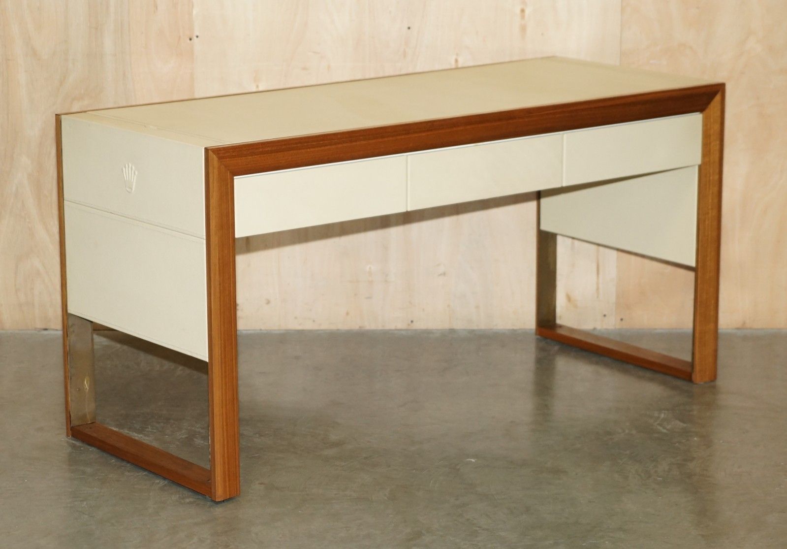 Rare Original Hand Made Leather Upholstered Rolex Ad Boutique Dealers Guest Desk photo furniture