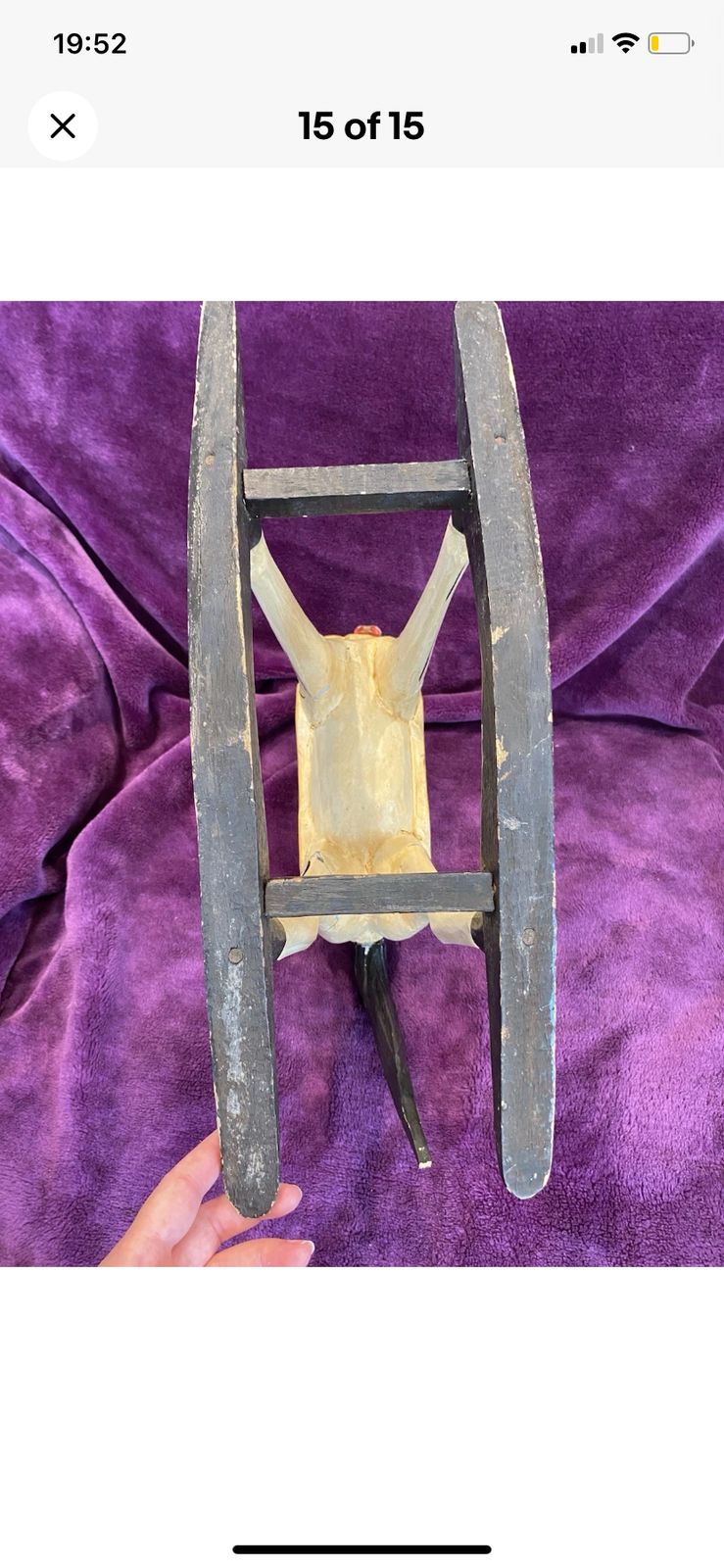 Antique Wooden Rocking Horse Multicoloured Gold Handmade Hand Paint Art photo vinterior