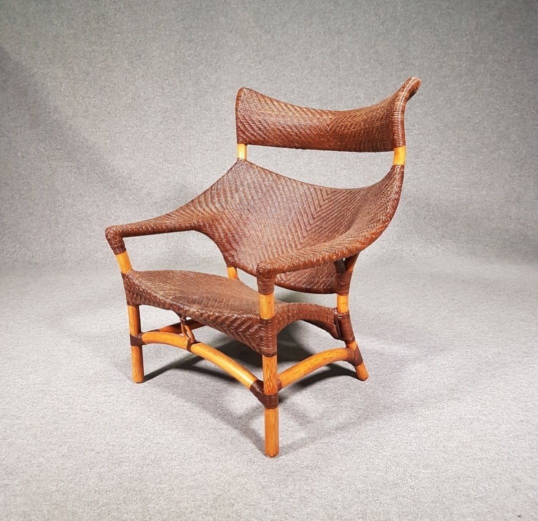 Lounge Chair And Footstool Designed By Yuzuru Yamakawa Rattan And Bamboo