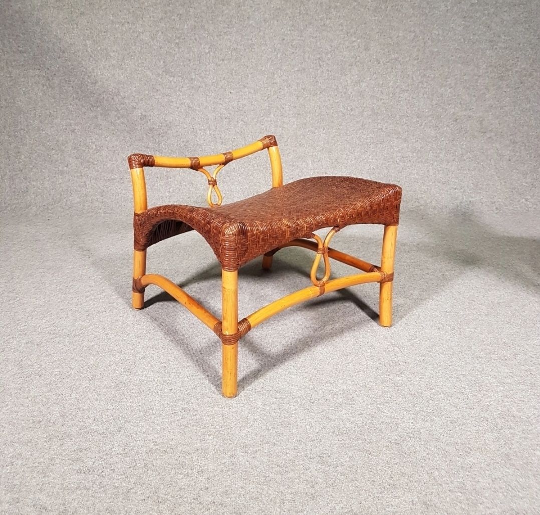 Lounge Chair And Footstool Designed By Yuzuru Yamakawa Rattan And Bamboo photo for sale