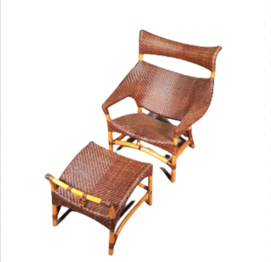 Lounge Chair And Footstool Designed By Yuzuru Yamakawa Rattan And Bamboo photo 1600.0