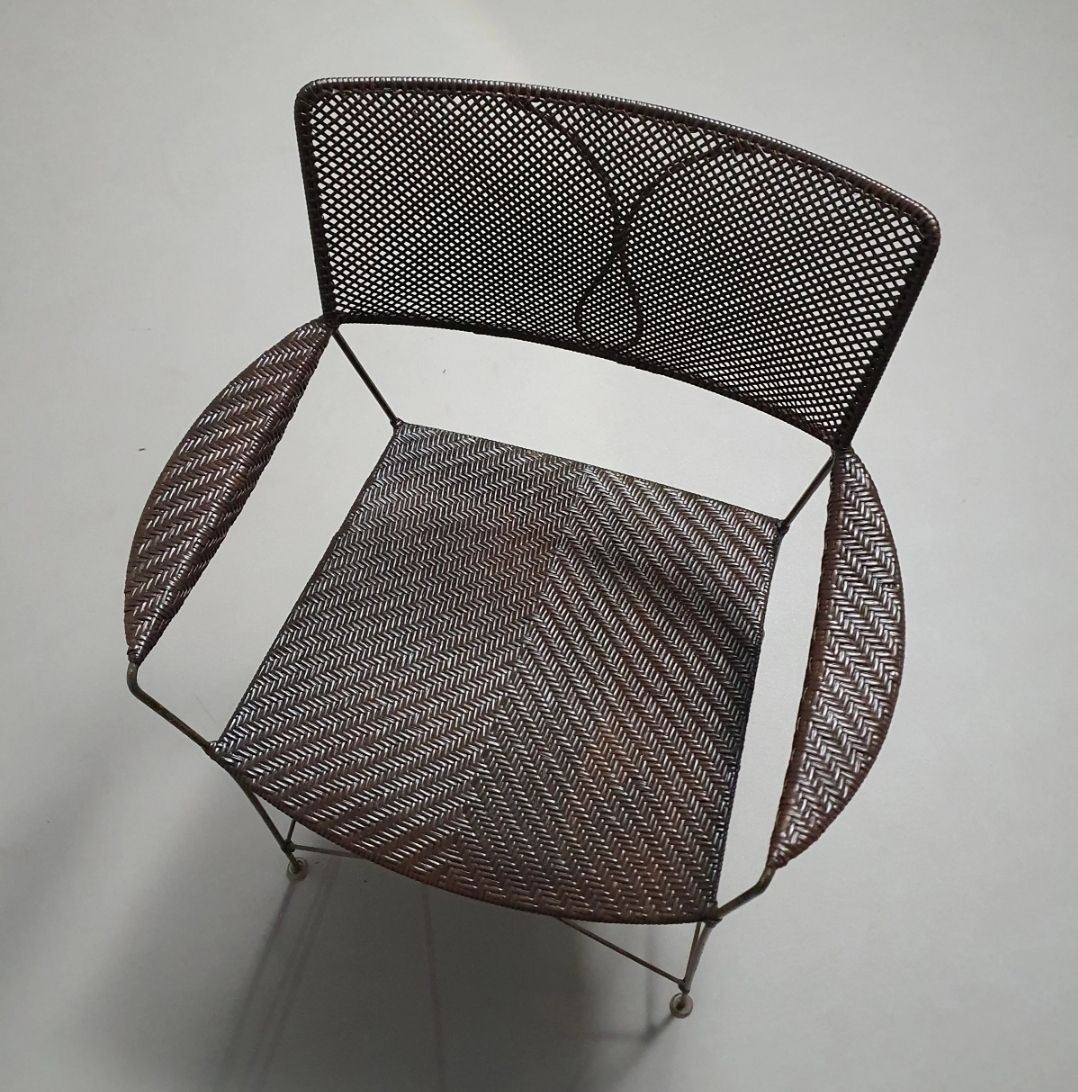 Beautiful Dining Set Designed By Yuzuru Yamakawa. The Chairs And Table Are Made Of Wiredmetal With Woven Rattan. photo vinterior