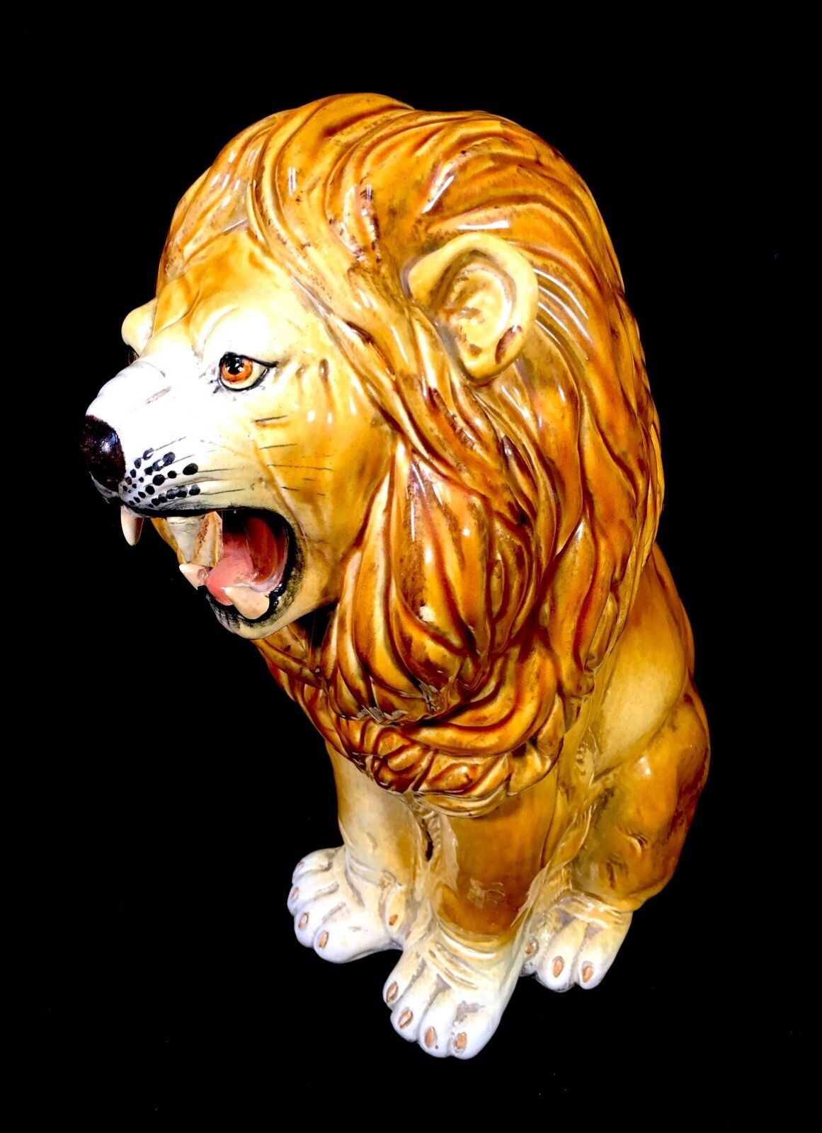 Vintage 1970s Italian Large Ceramic Lion Statue / Antique / Mid Century Tabletop photo buy