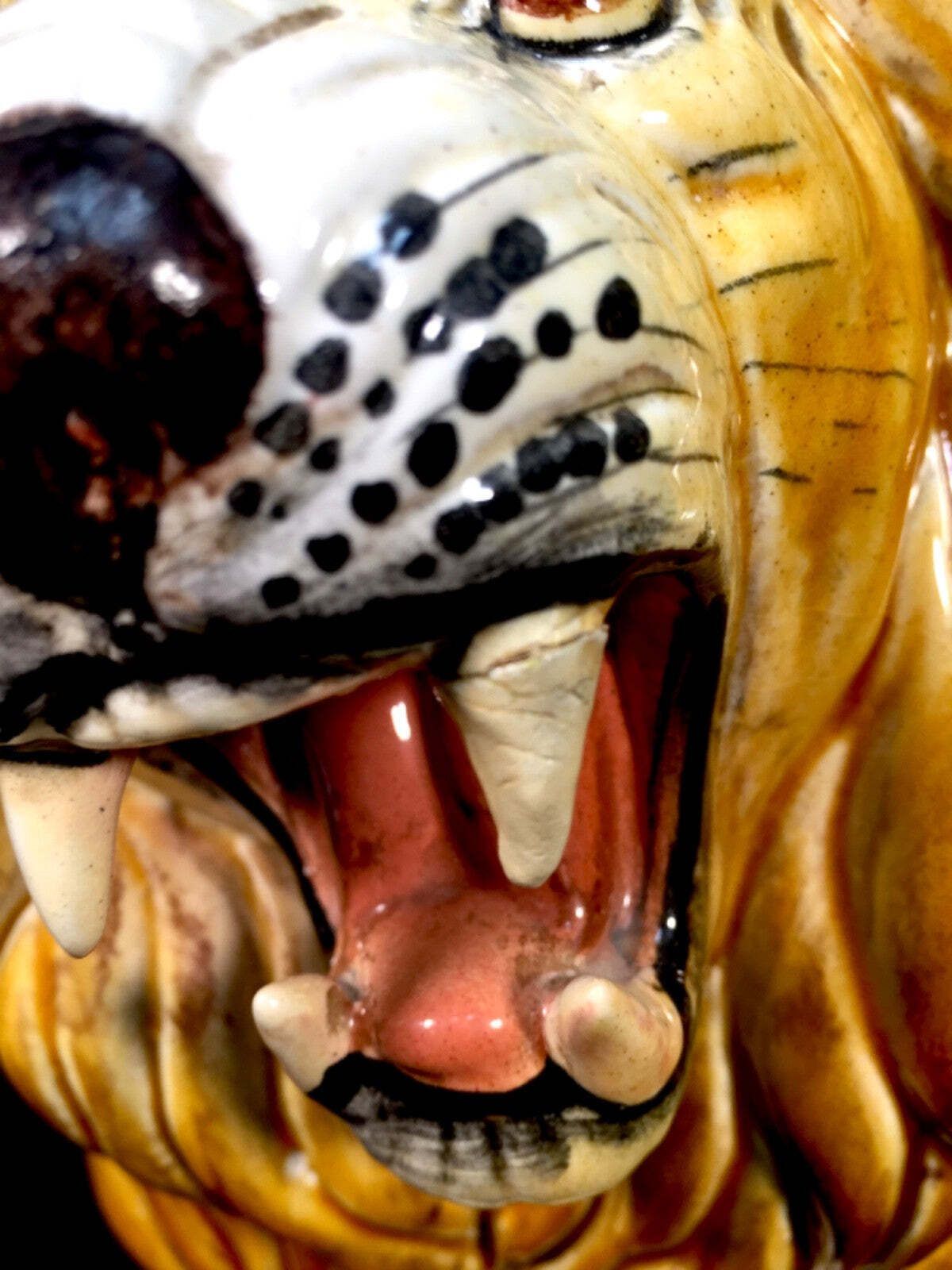 photo vinterior Vintage 1970s Italian Large Ceramic Lion Statue / Antique / Mid Century Tabletop