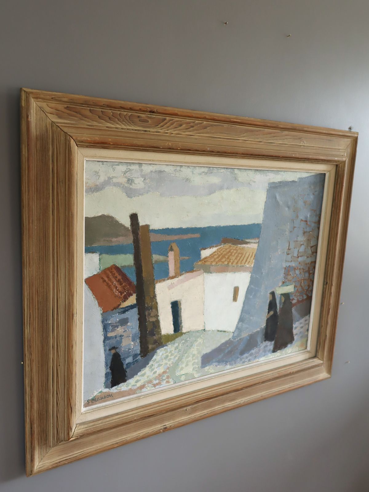 Coastal Descent Oil Painting, Mid 20th Century photo Art