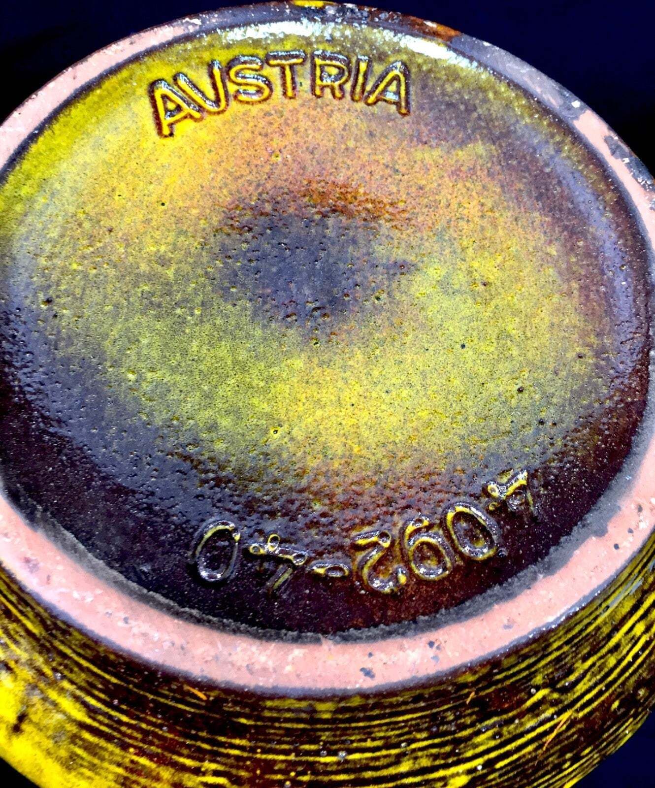 Vintage Carstens Austria / West German Pottery Vase / Yellow & Green 1970s photo 149.0