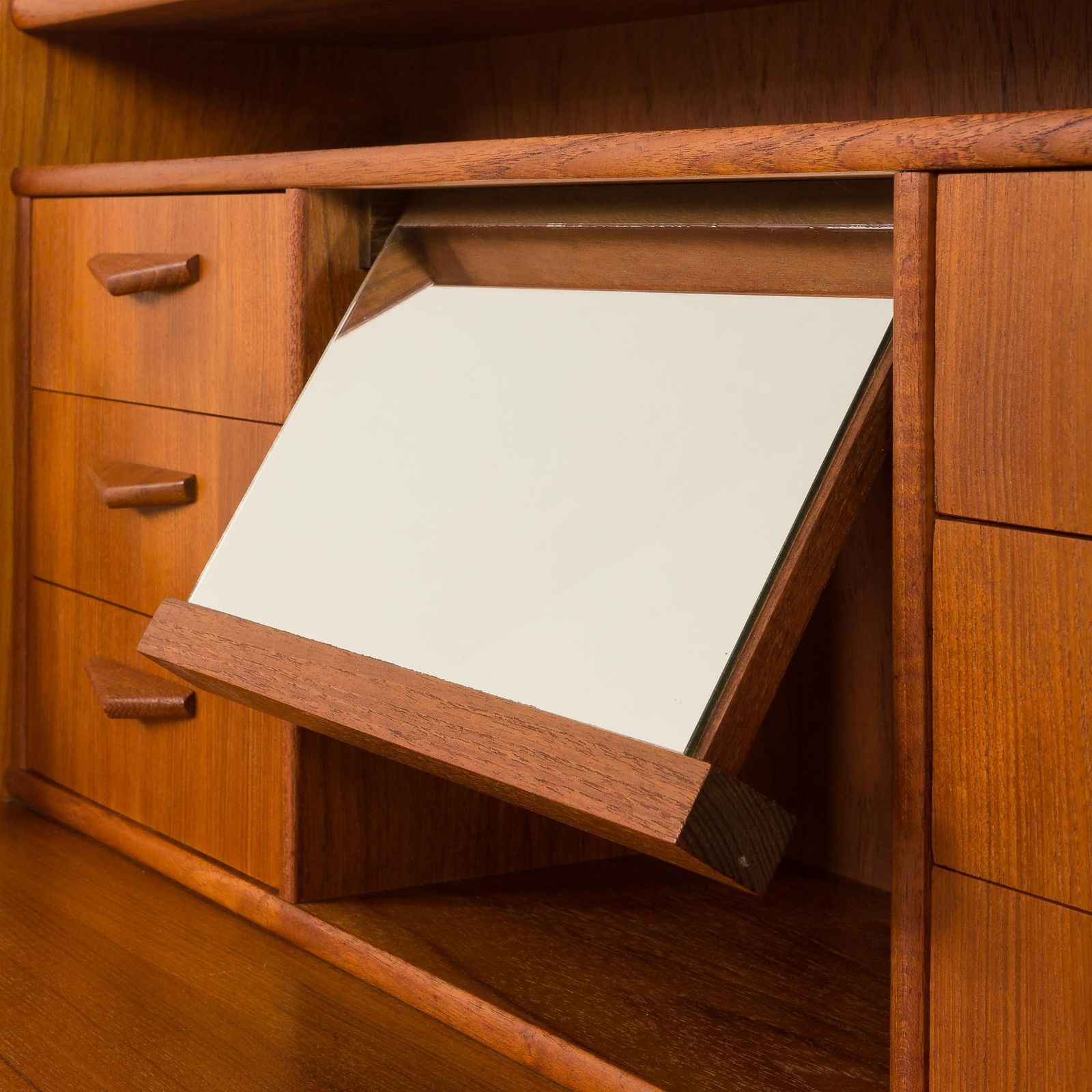 photo furniture Danish Teak Mid Century Modern Secretaire Cabinet With A Desk And Vanity, 1960s