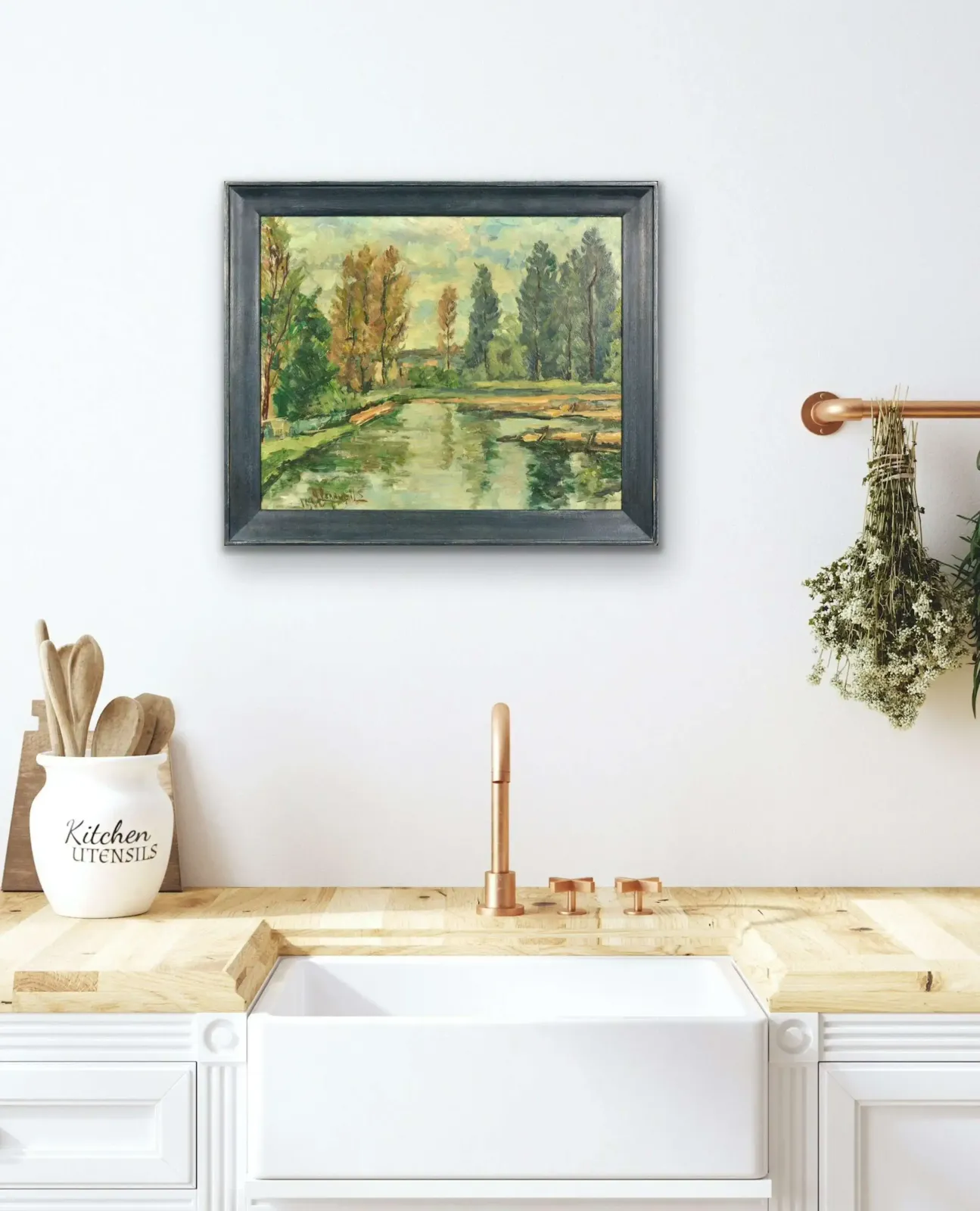 photo vintage Henri Joseph Pauwels 1903 To 1983. Belgian. Paysage Arboré. Wooded Landscape. Framed Provincial Oil Painting. Flanders Artist.