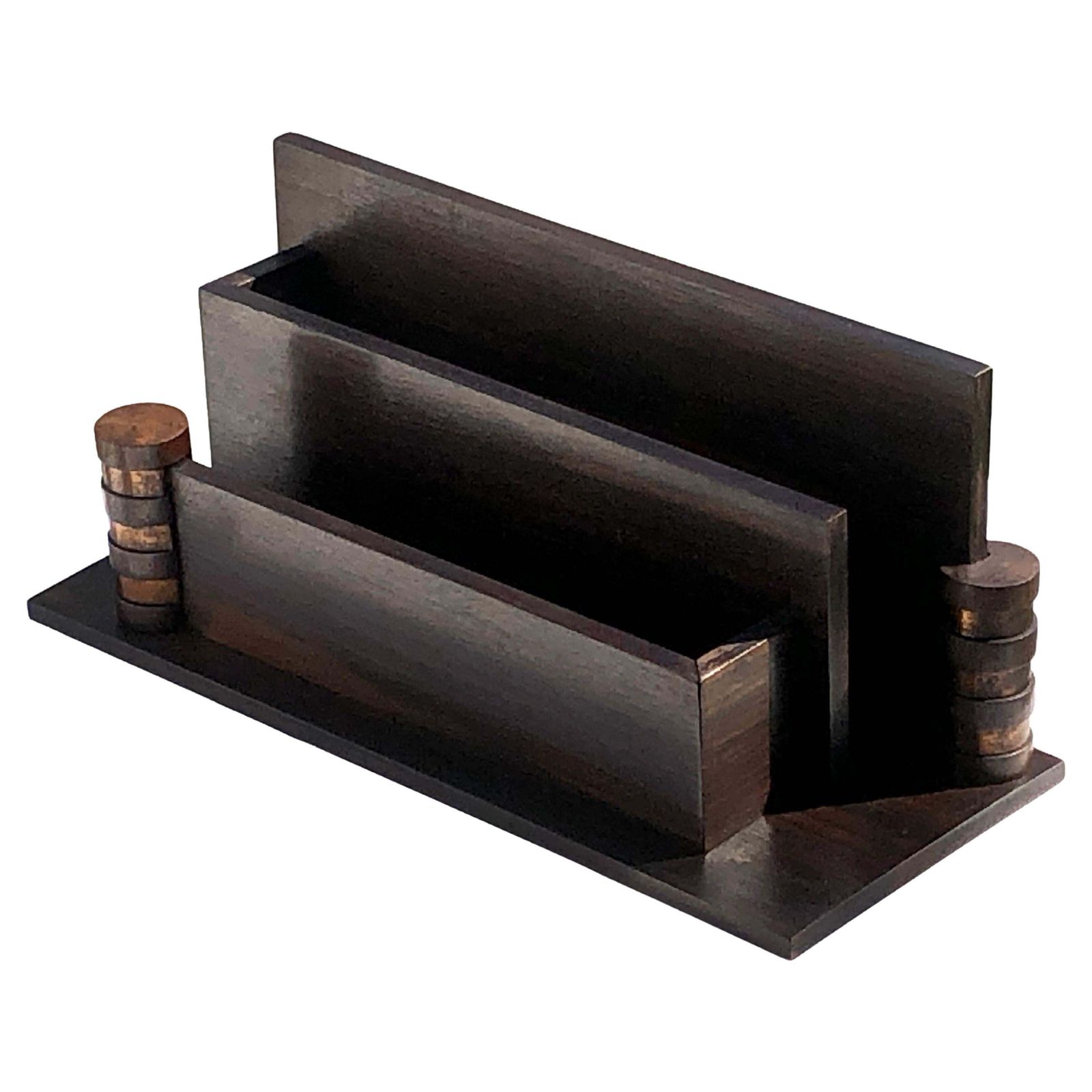 An Art Deco Modernist Documentholder In Ebony And Copper, Dudouyt Style, France 1930