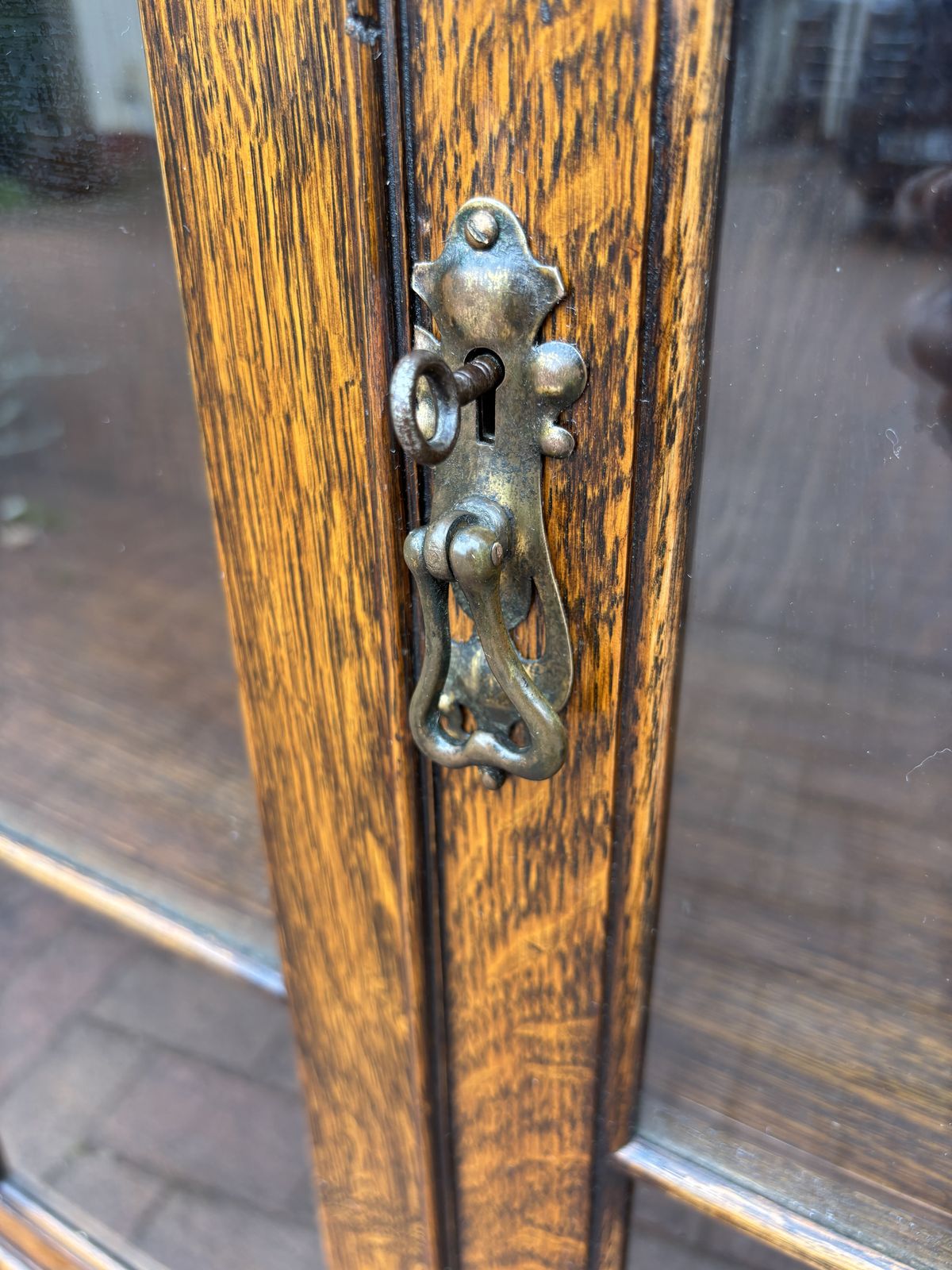 photo for sale Early 20th Century Oak Glazed Bookcase