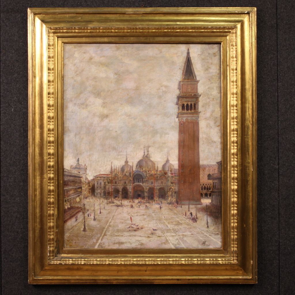 Painting Of A View Of St. Mark's Square Signed And Dated 1917