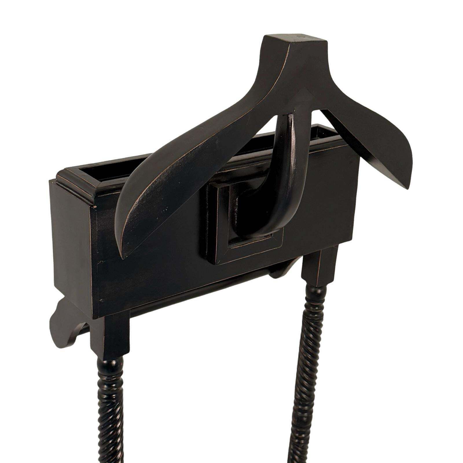 Dressboy / Valet Stand   Made In England   Two Drawers And Twisted Wooden Frame   Colonial Style   Black photo Furniture