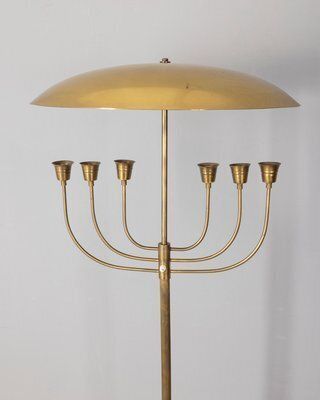 Vintage Italian Floor Lamp In Onyx And Golden Brass, 1950s photo for sale