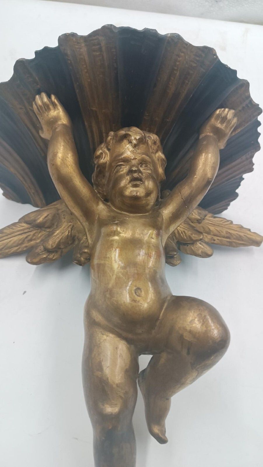 Antique Angel Shelf In Gilded Wood Late 700s, Italian Manufacture photo Furniture