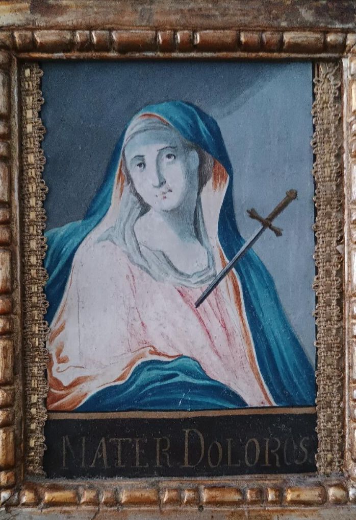 Antique Watercolor Painting Frame Antique Mater Painful Italy 18th Century photo Art