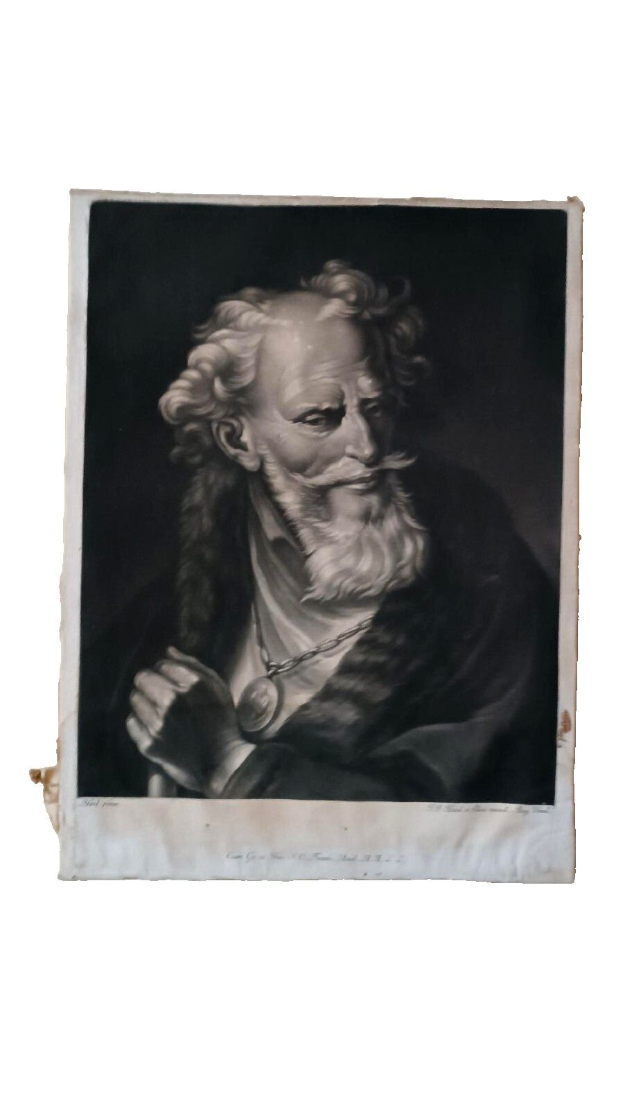 Antique 18th Century Engraving Manly Portrait Inc. Jacob Johann Haid (1704 1768)