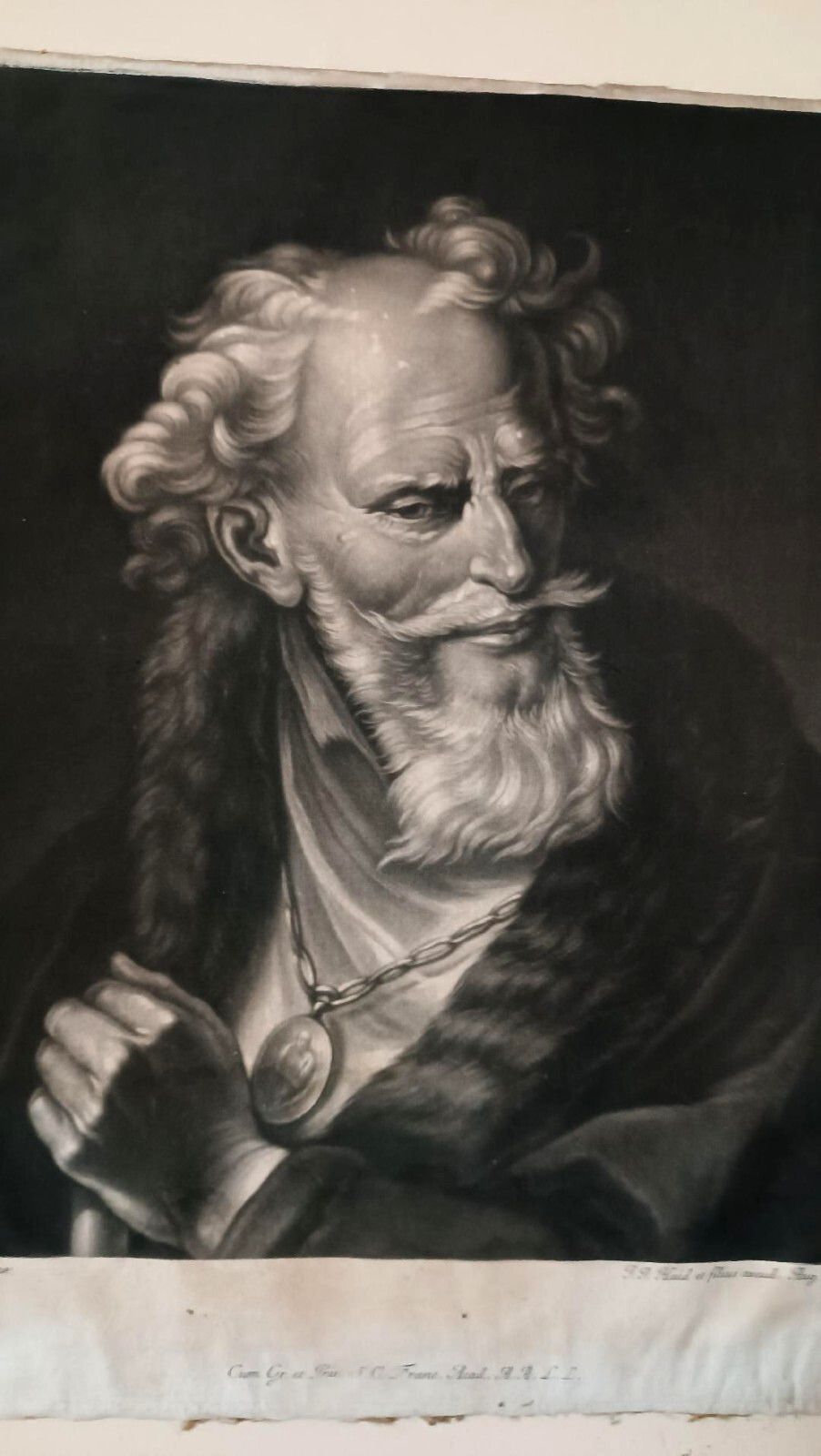 Antique 18th Century Engraving Manly Portrait Inc. Jacob Johann Haid (1704 1768) photo furniture