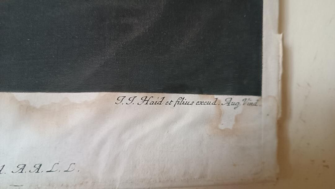 Antique 18th Century Engraving Manly Portrait Inc. Jacob Johann Haid (1704 1768) photo vinterior
