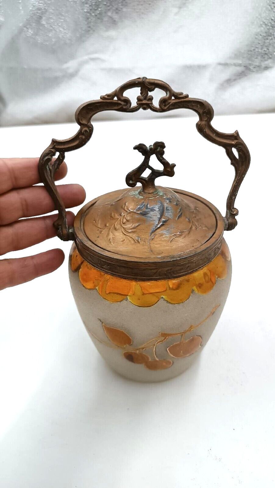 Antique Liberty Glass Cookie Holder Vase Early 900s Art Nouveau photo furniture