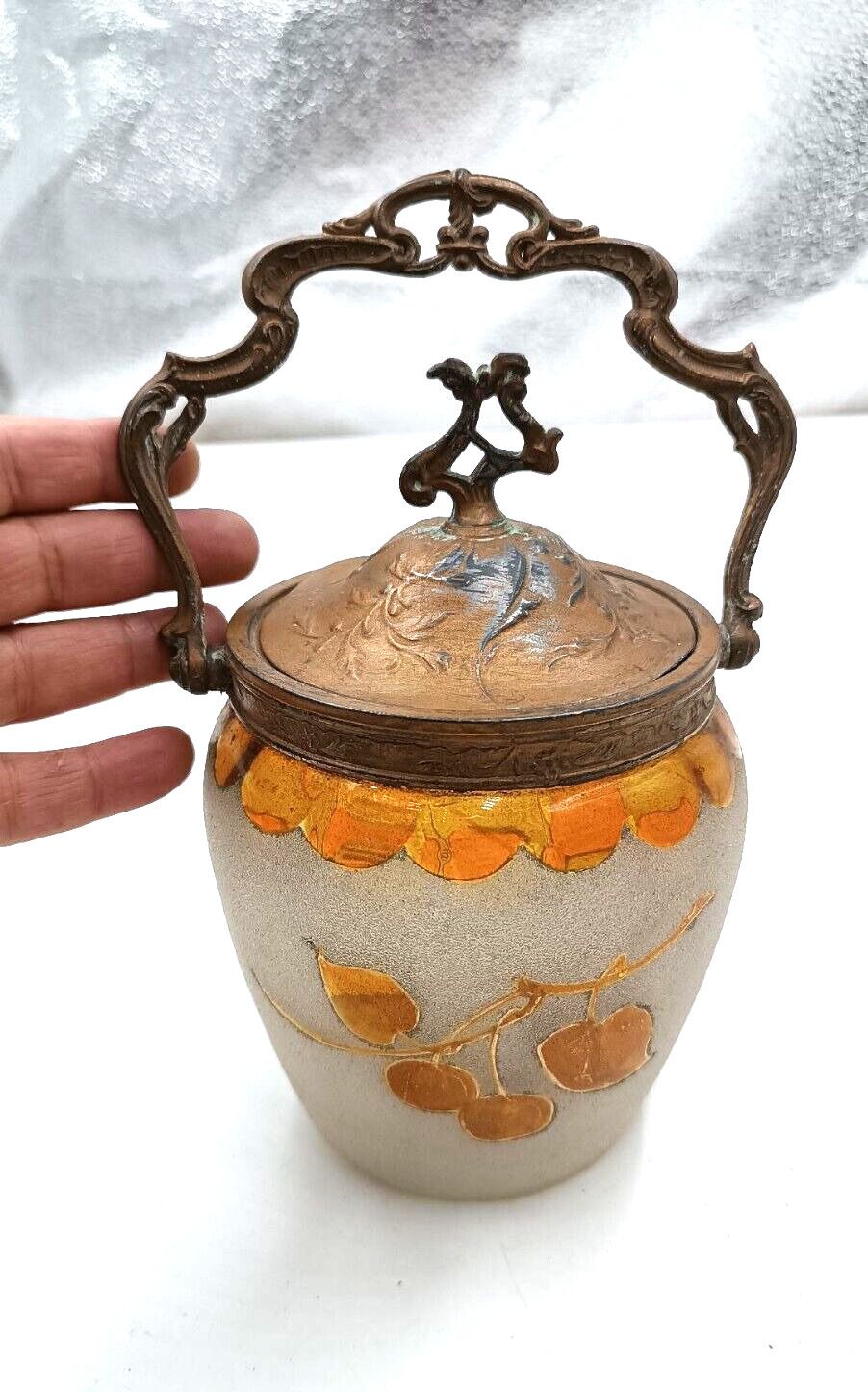 Antique Liberty Glass Cookie Holder Vase Early 900s Art Nouveau photo for sale