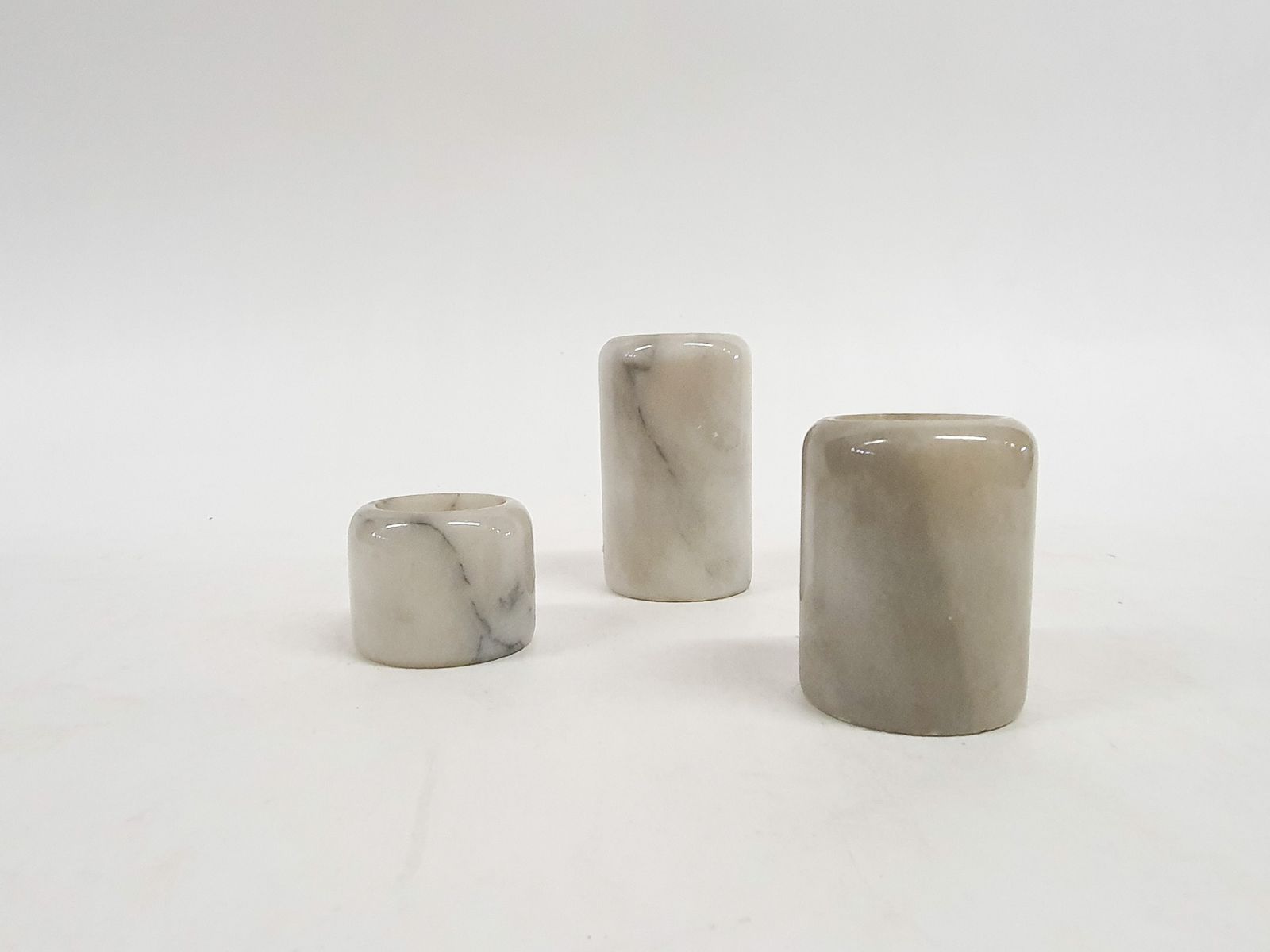 Set Of Three Marble Candle Sticks, Italy 1970's photo furniture