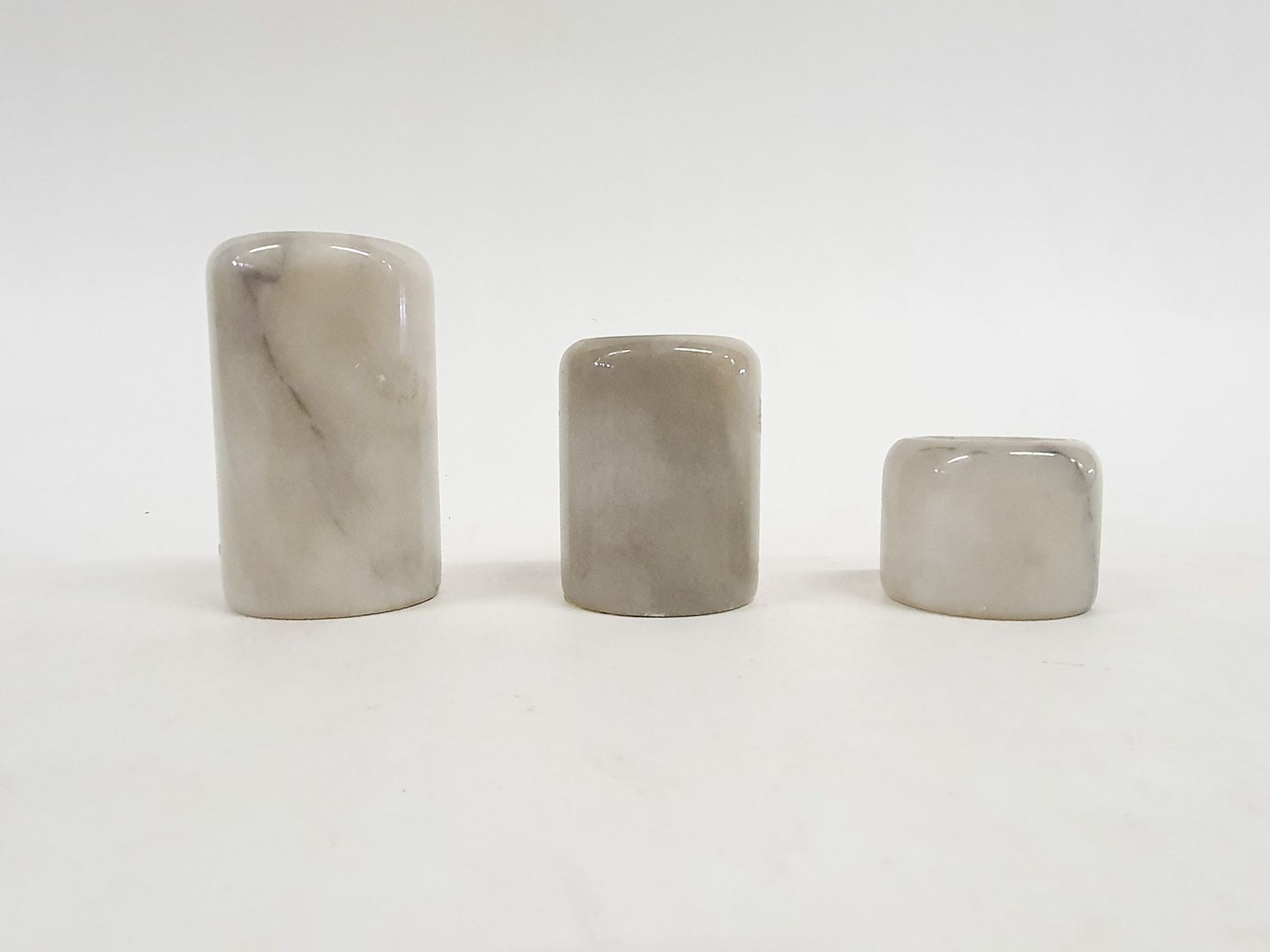 Set Van Drie Marmeren Kandelaars, Italië, Ca. Jaren 1970 photo Woonaccessoires