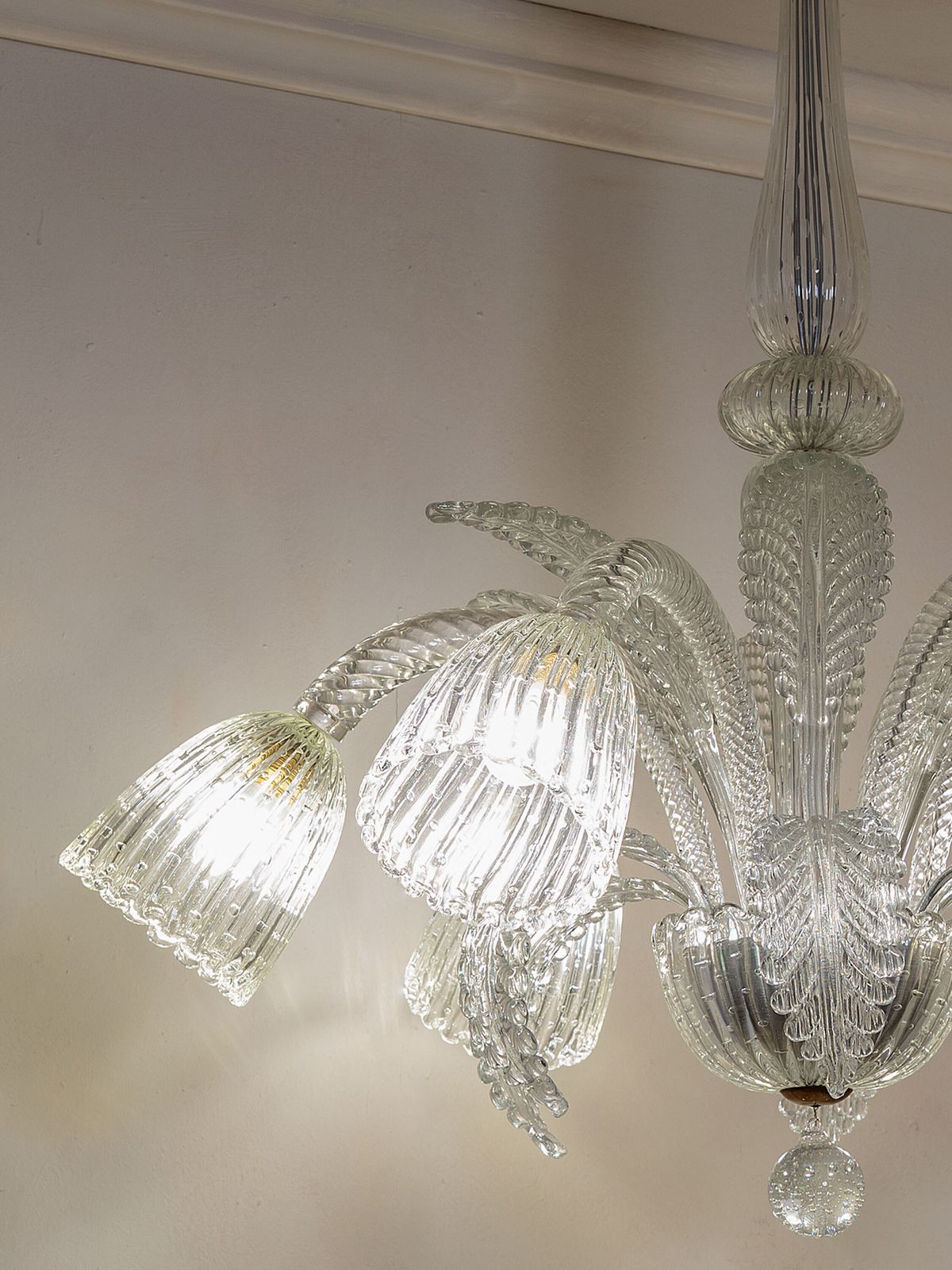 Large Art Deco Barovier & Toso Chandelier In Blown Murano Glass With 6 Lights photo for sale