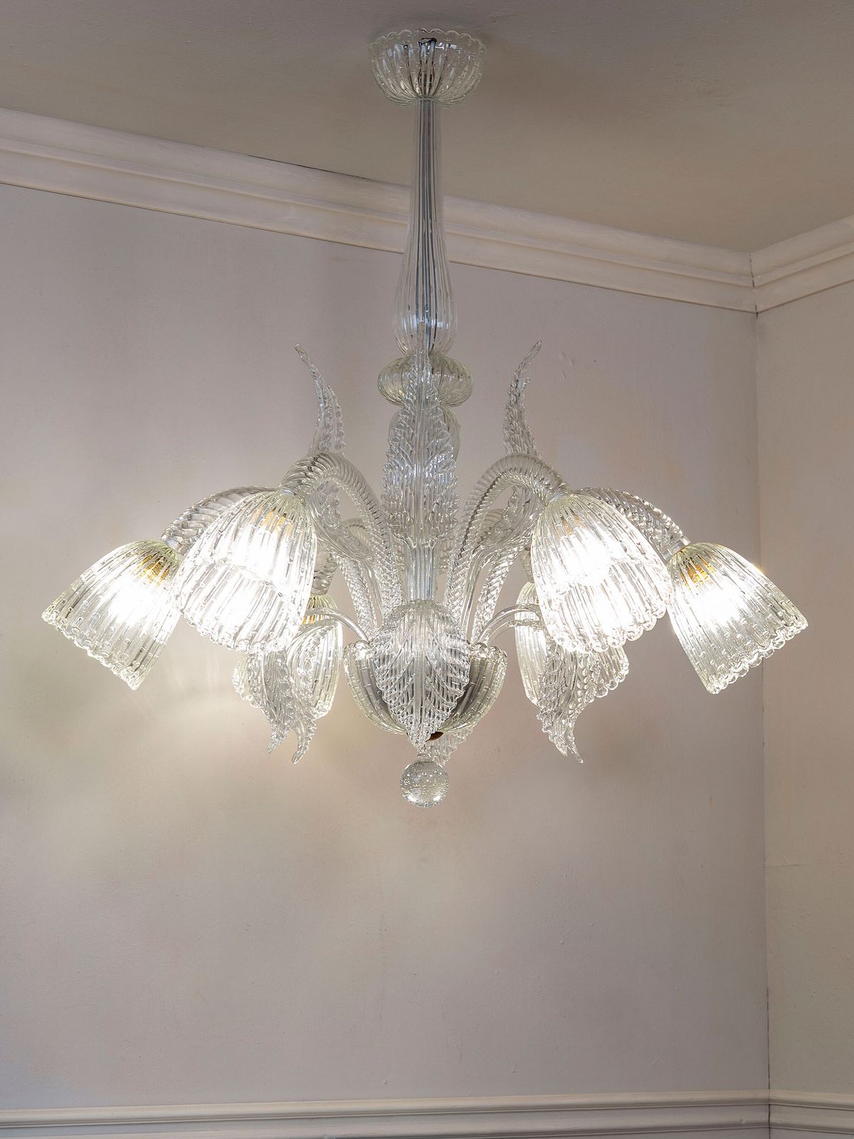 Vintage Barovier & Toso Murano Glass Chandelier With Six Lights photo furniture