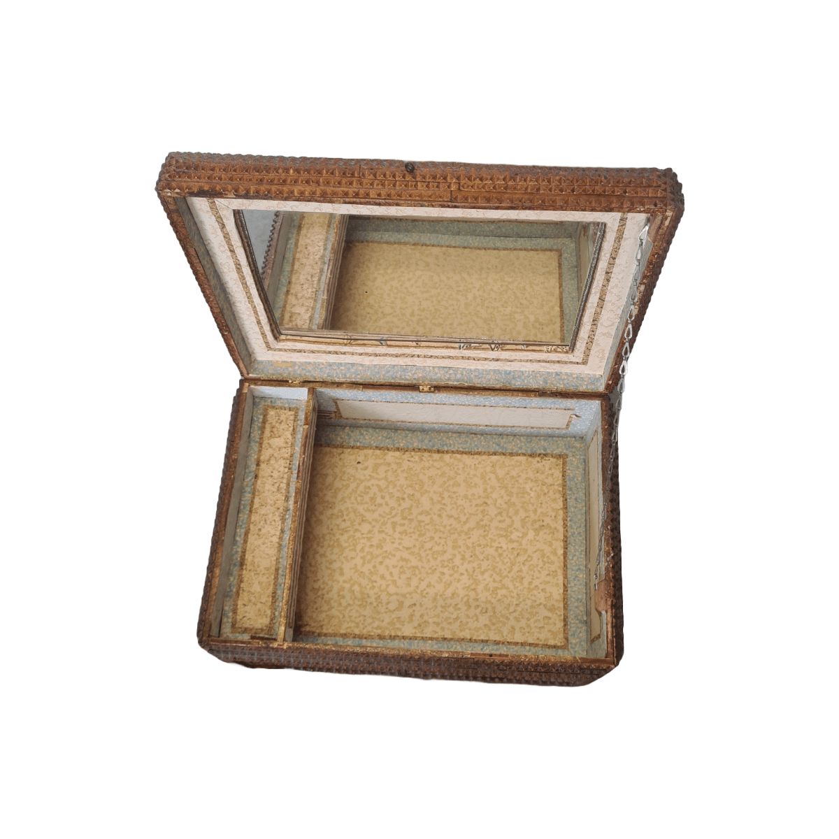 Antique Tramp Art Jewelry Box, 2nd Half 1800s photo Home Decor