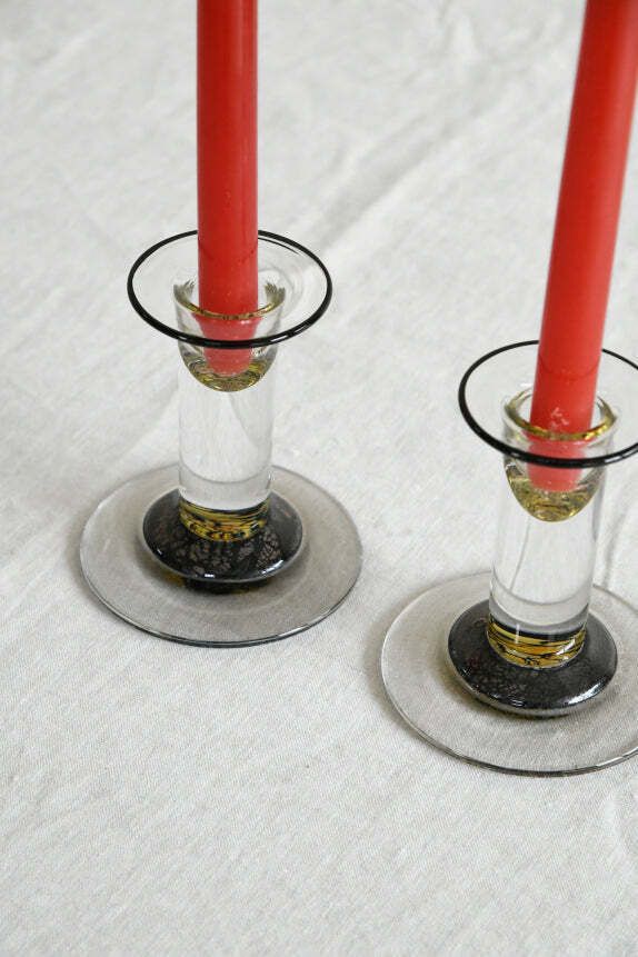 Pair Studio Glass Candlesticks photo for sale