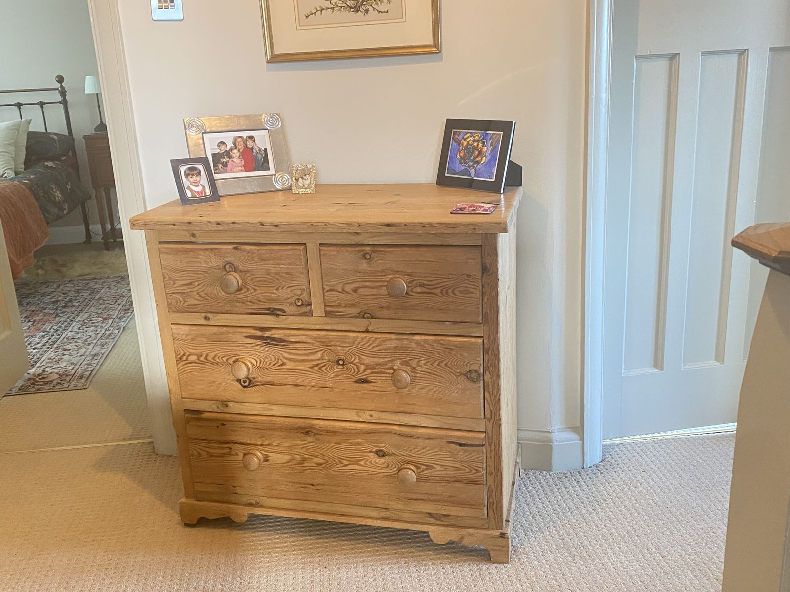 Antique Pine 2+2 Chest Of Drawers In Great Condition