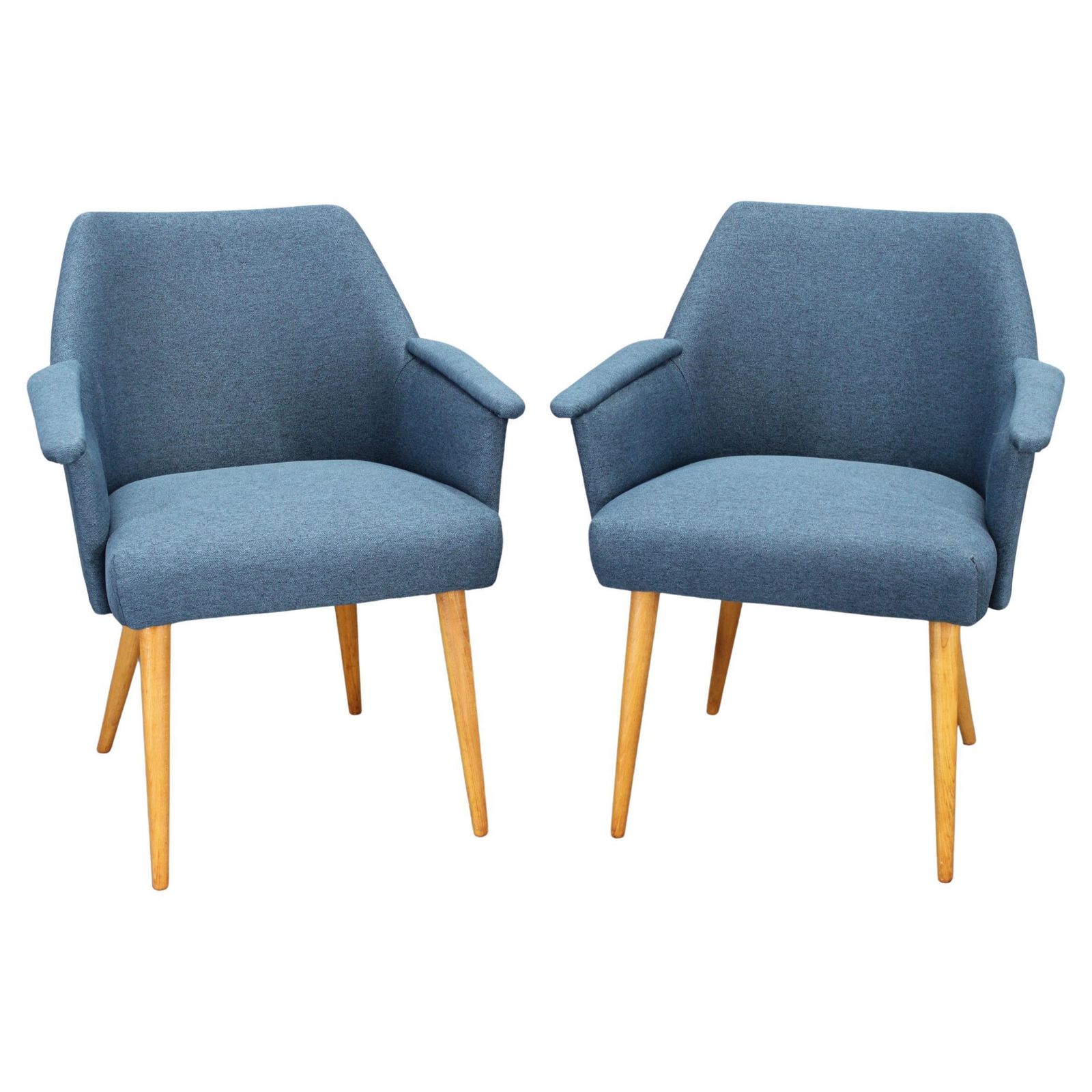 1960s Pair Of Mid Century Refurbished Armchairs, Czechoslovakia