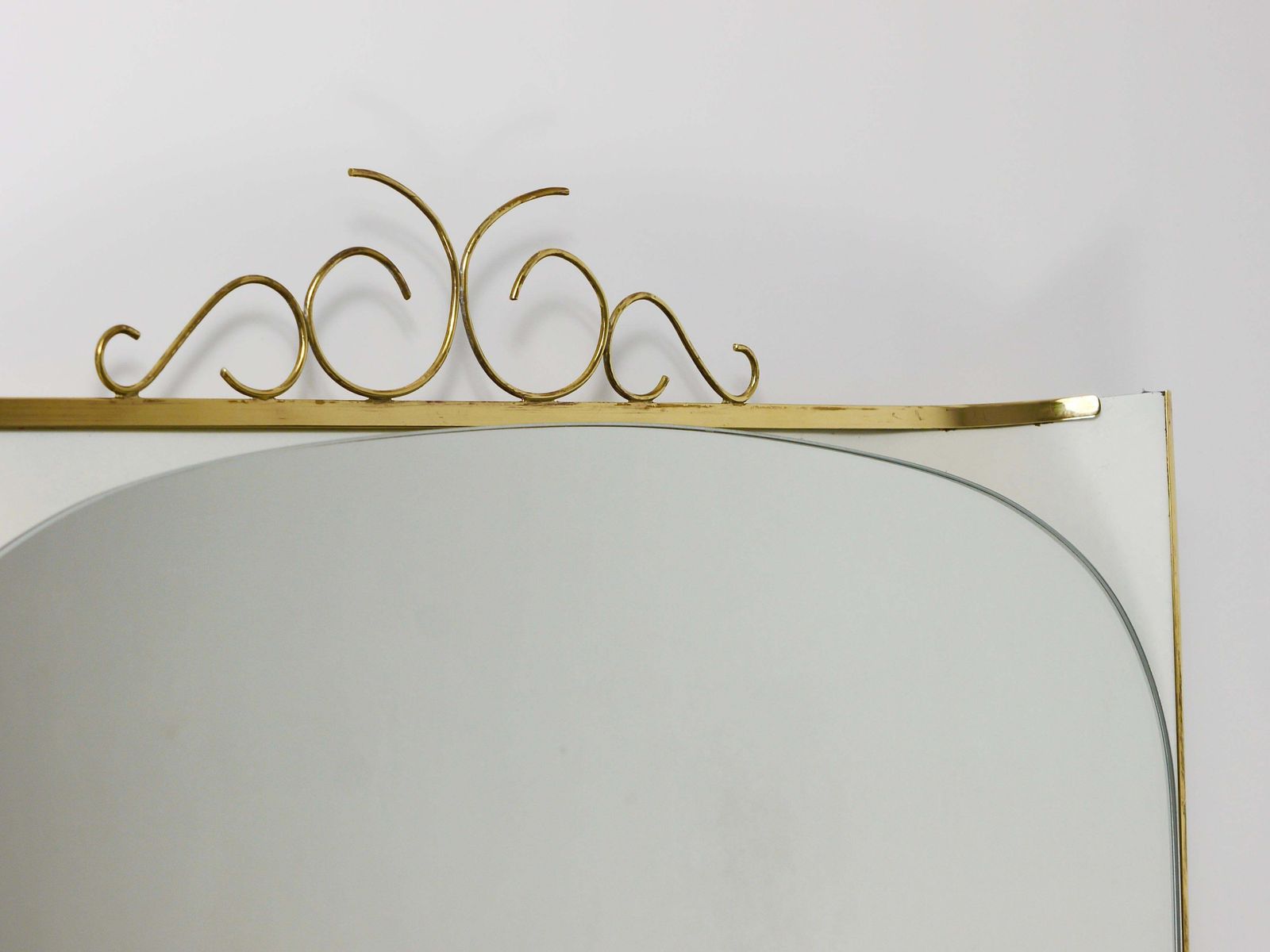 Home Decor Ernest Igl Illuminated Mid Century Wall Mirror With Brass Crown, By Hillebrand photo