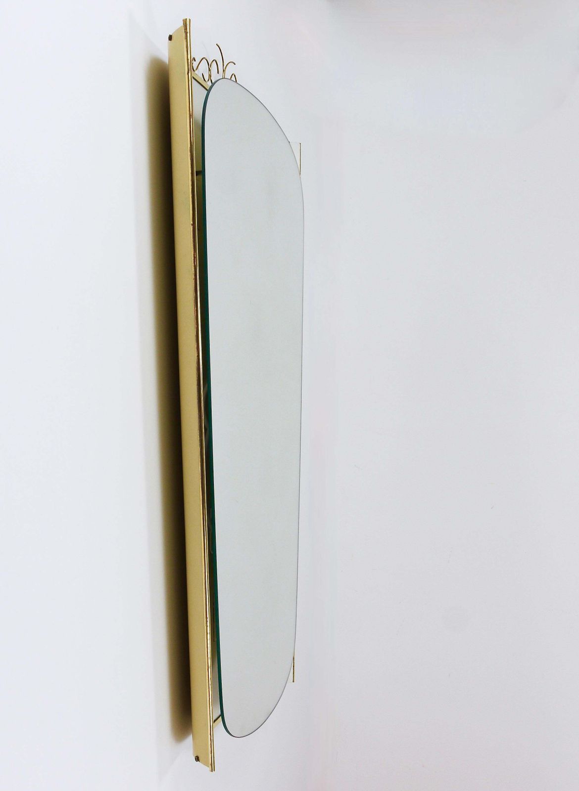 photo buy Ernest Igl Illuminated Mid Century Wall Mirror With Brass Crown, By Hillebrand