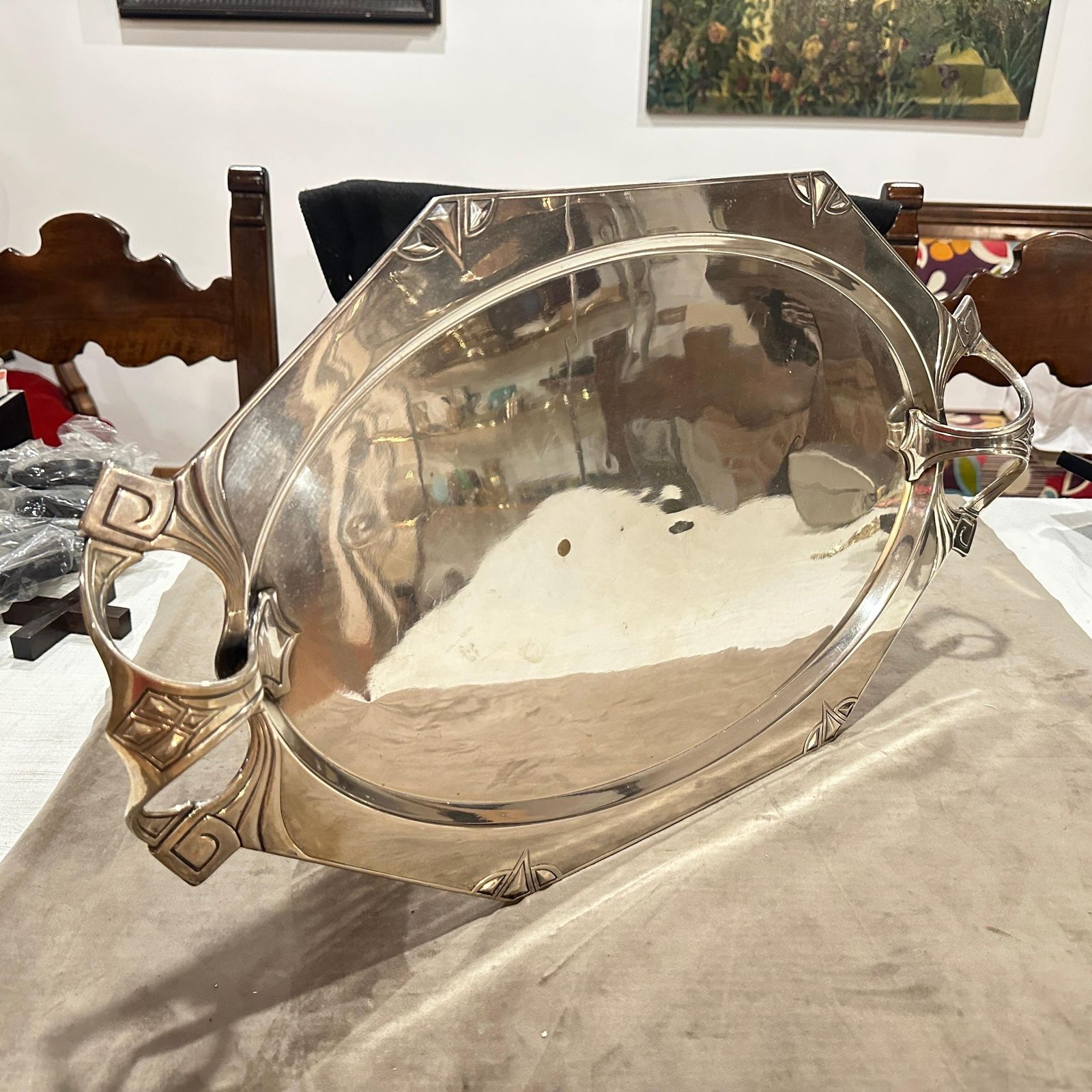 1900 Amazing Judgenstil Silver Plated Tray By Albert Kohler For W.M.F. photo furniture
