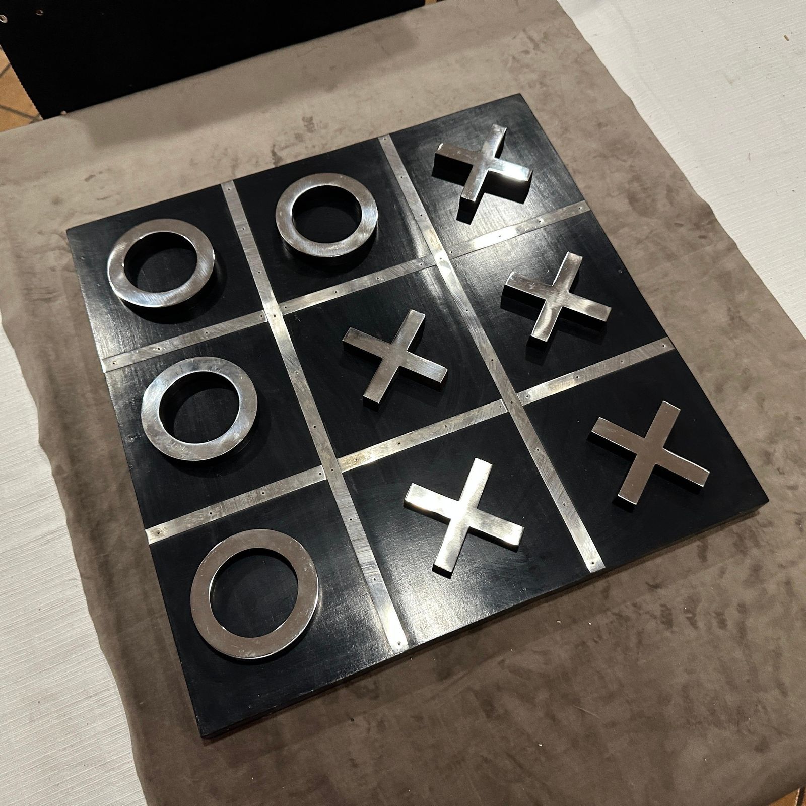 A 1990s Modern Black Painted Wood And Silverplate Italian Huge Table Game photo Home Decor