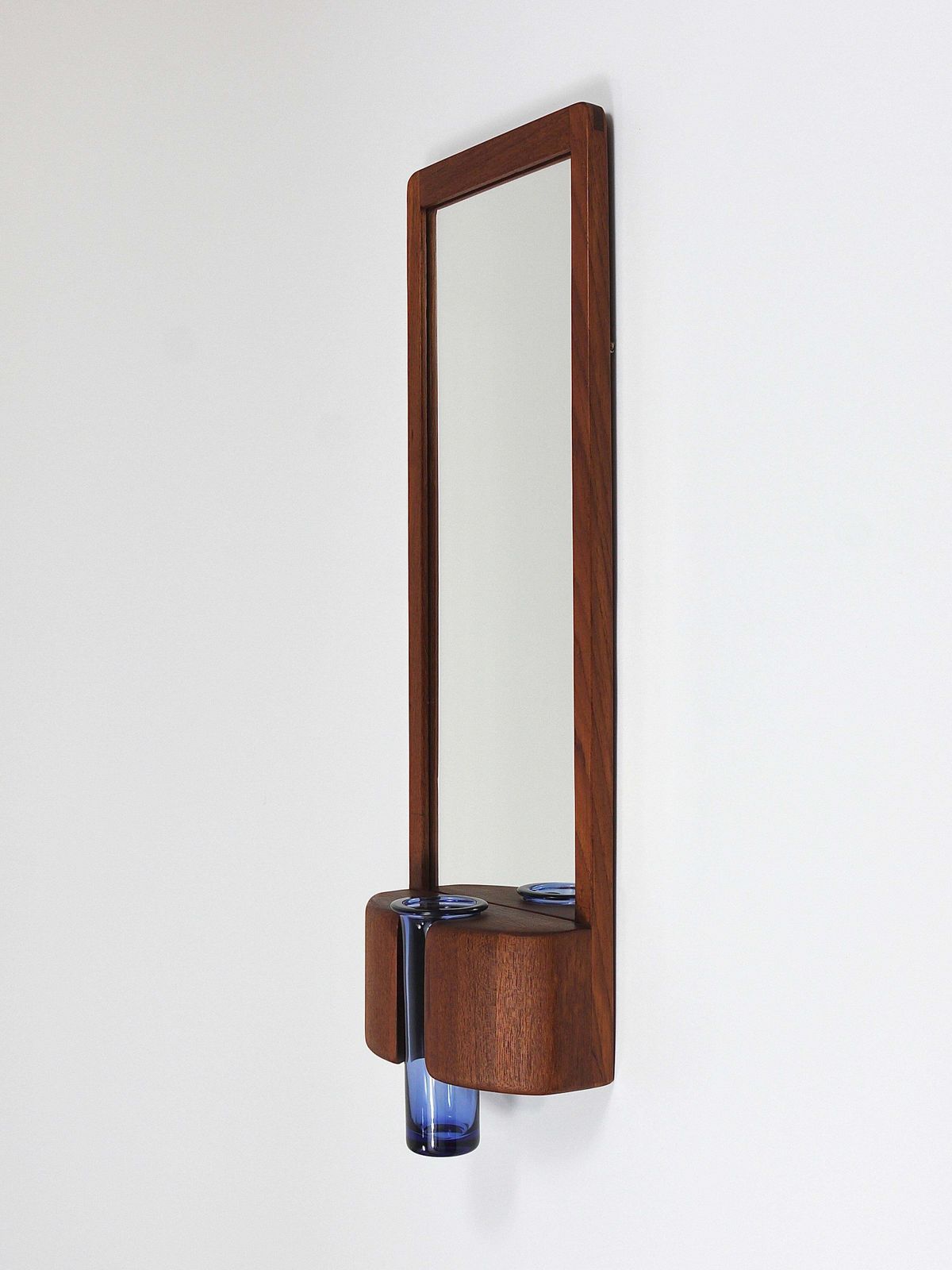 photo buy Jacob Hermann & Per Lütken Danish Wall Mirror & Holmegaard Glass Vase, 1960s