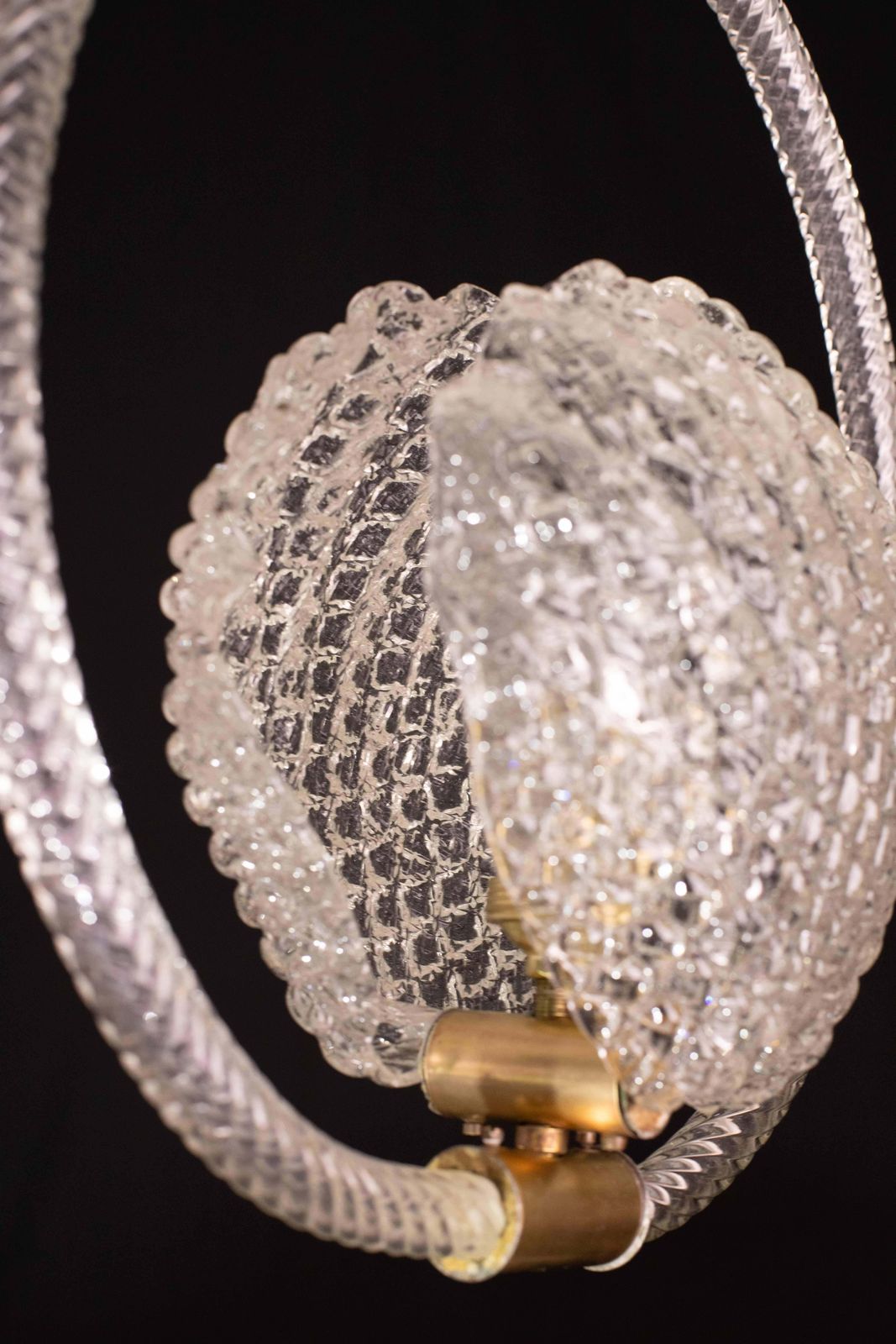 Midcentury Shell Trasparent Murano Glass Chandelier By Barovier E Toso, 1940s photo for sale