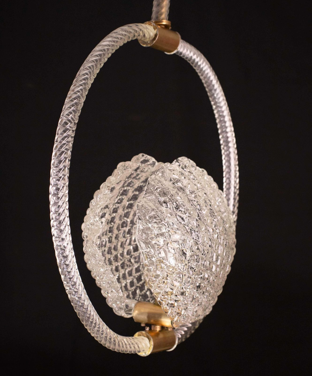 photo furniture Midcentury Shell Trasparent Murano Glass Chandelier By Barovier E Toso, 1940s