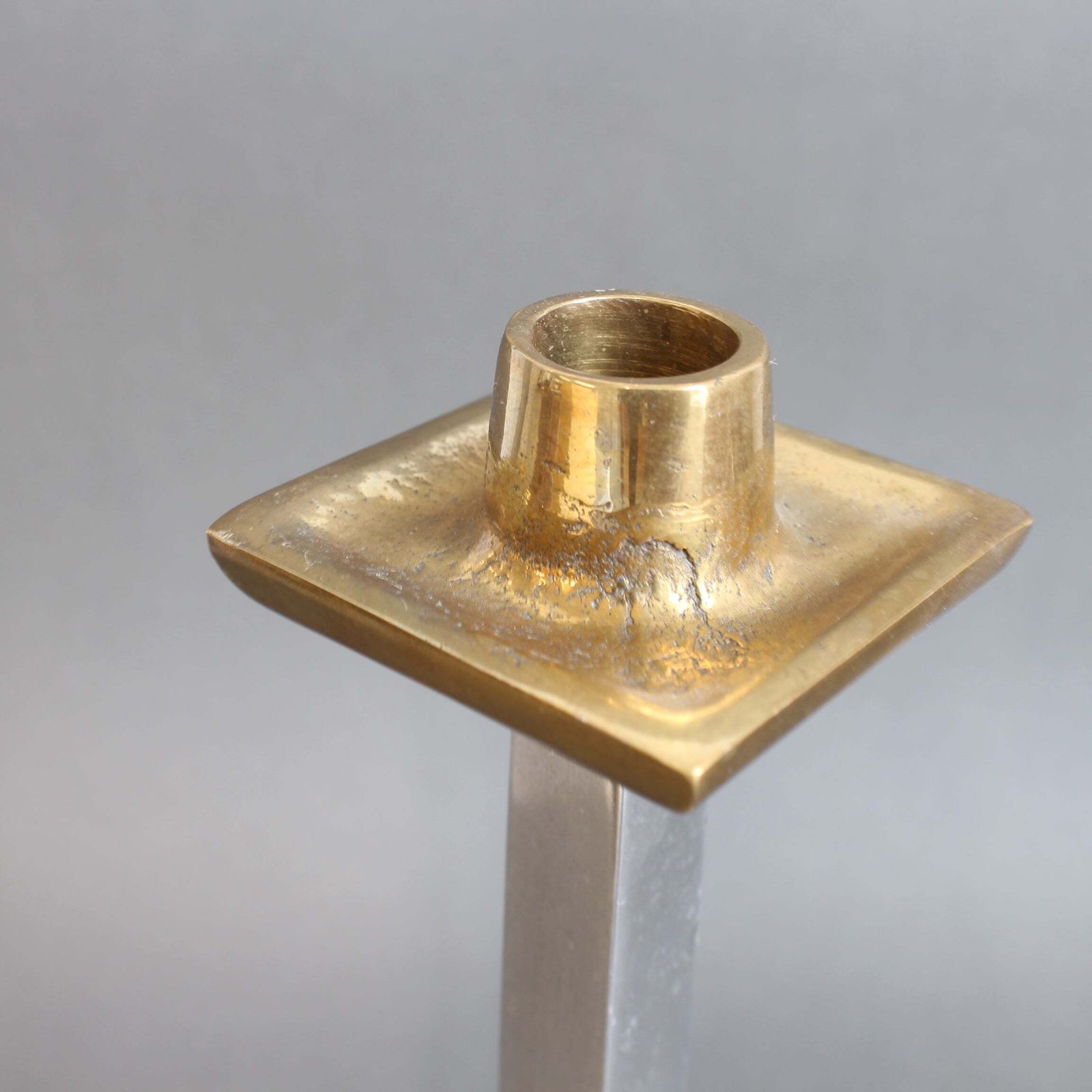 Aluminium And Brass Candlestick By David Marshall (Circa 1980s) photo vintage
