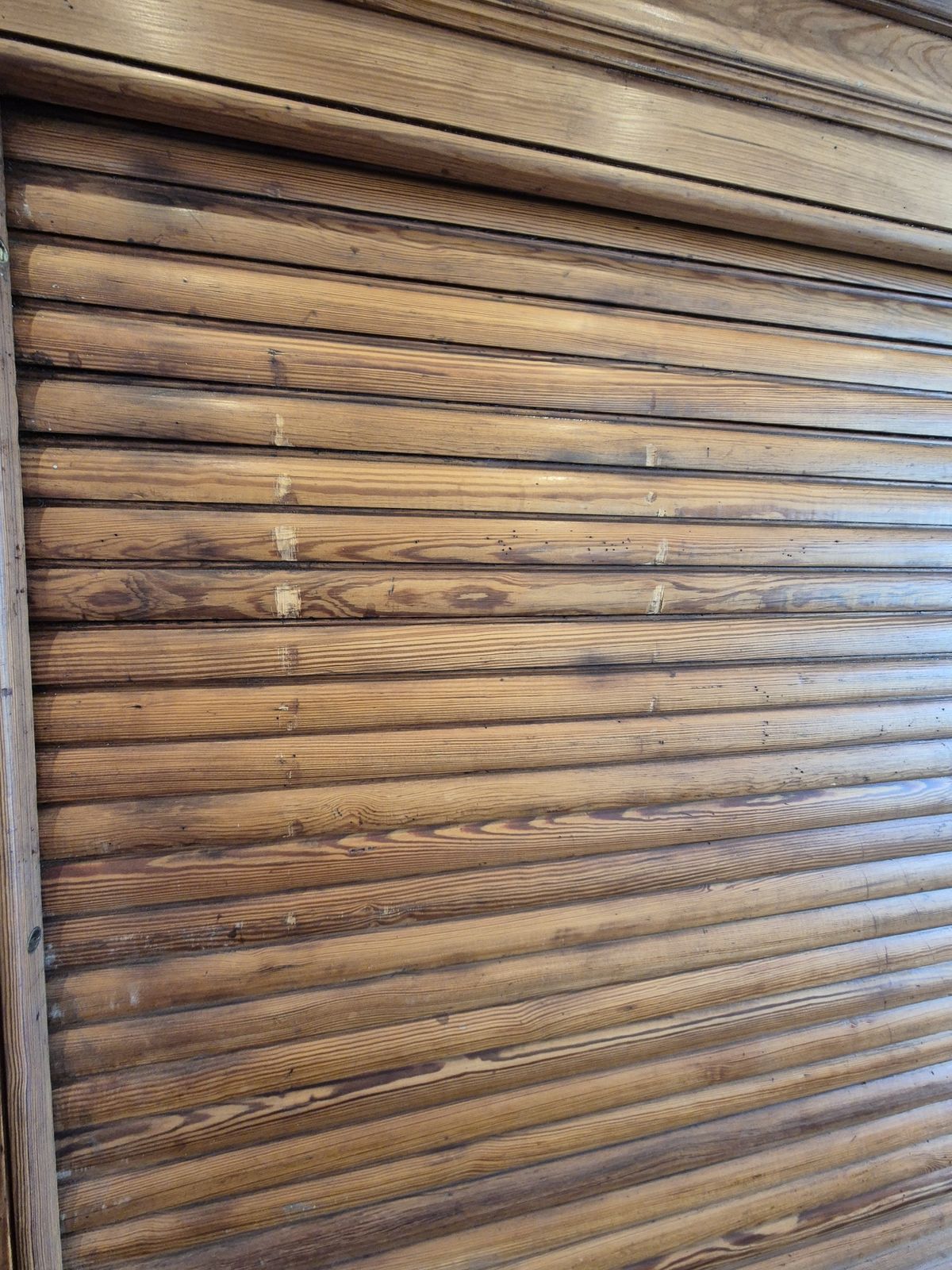 Antique Glasgow School Of Arts Wood Bookcase / Shelving W/Tambour Front 274cm H photo buy