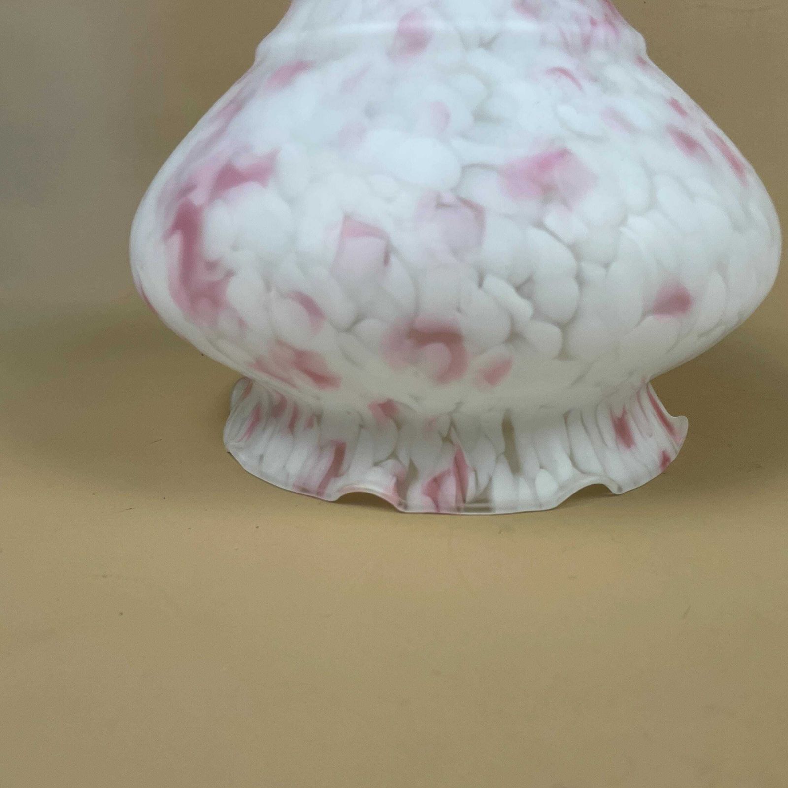 Vintage Glass Ceiling Light Shade White Pink Frosted Pendant Stain Glass Tiffany Style Mushroom Patterned Milky Art Deco Scallop Frilly Edge photo Lighting