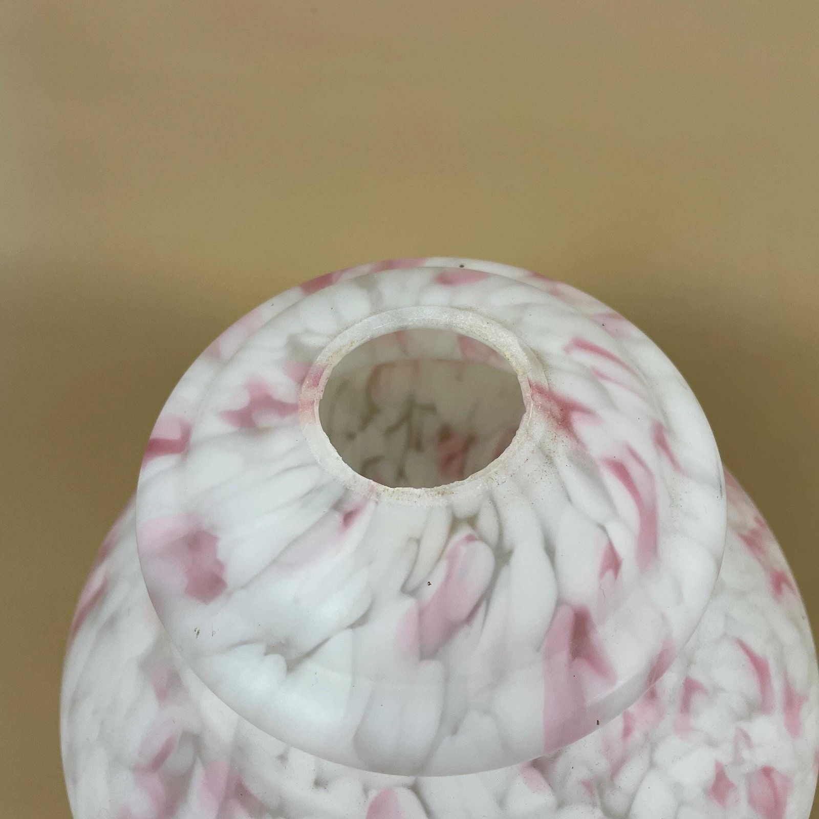 Vintage Glass Ceiling Light Shade White Pink Frosted Pendant Stain Glass Tiffany Style Mushroom Patterned Milky Art Deco Scallop Frilly Edge photo 59.0